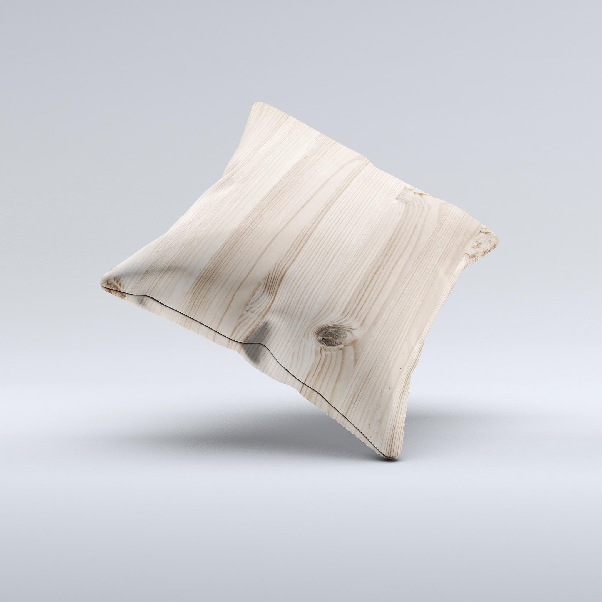 Light-Grained Wood ink-Fuzed Decorative Throw Pillow showcasing unique handcrafted design with high thread count fabric.