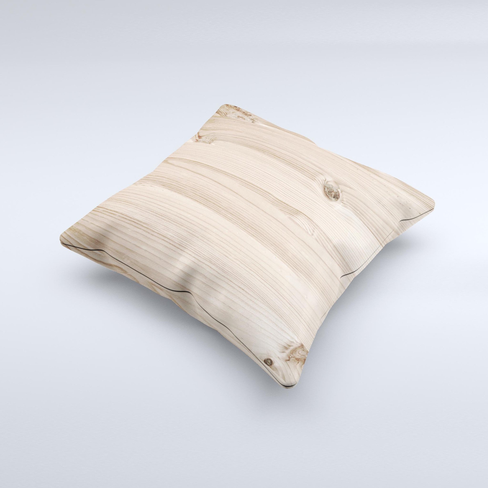 Light-Grained Wood ink-Fuzed Decorative Throw Pillow showcasing unique handcrafted design with high thread count fabric.