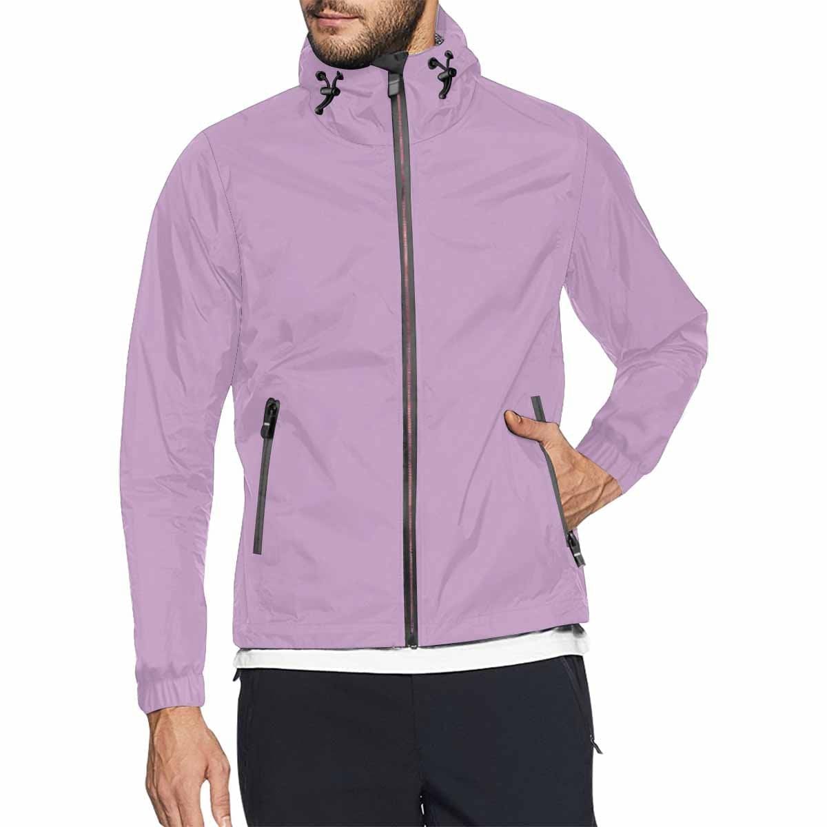 Lilac Purple Hooded Windbreaker Jacket for men and women, featuring a stylish design with zippered pockets and adjustable hood.