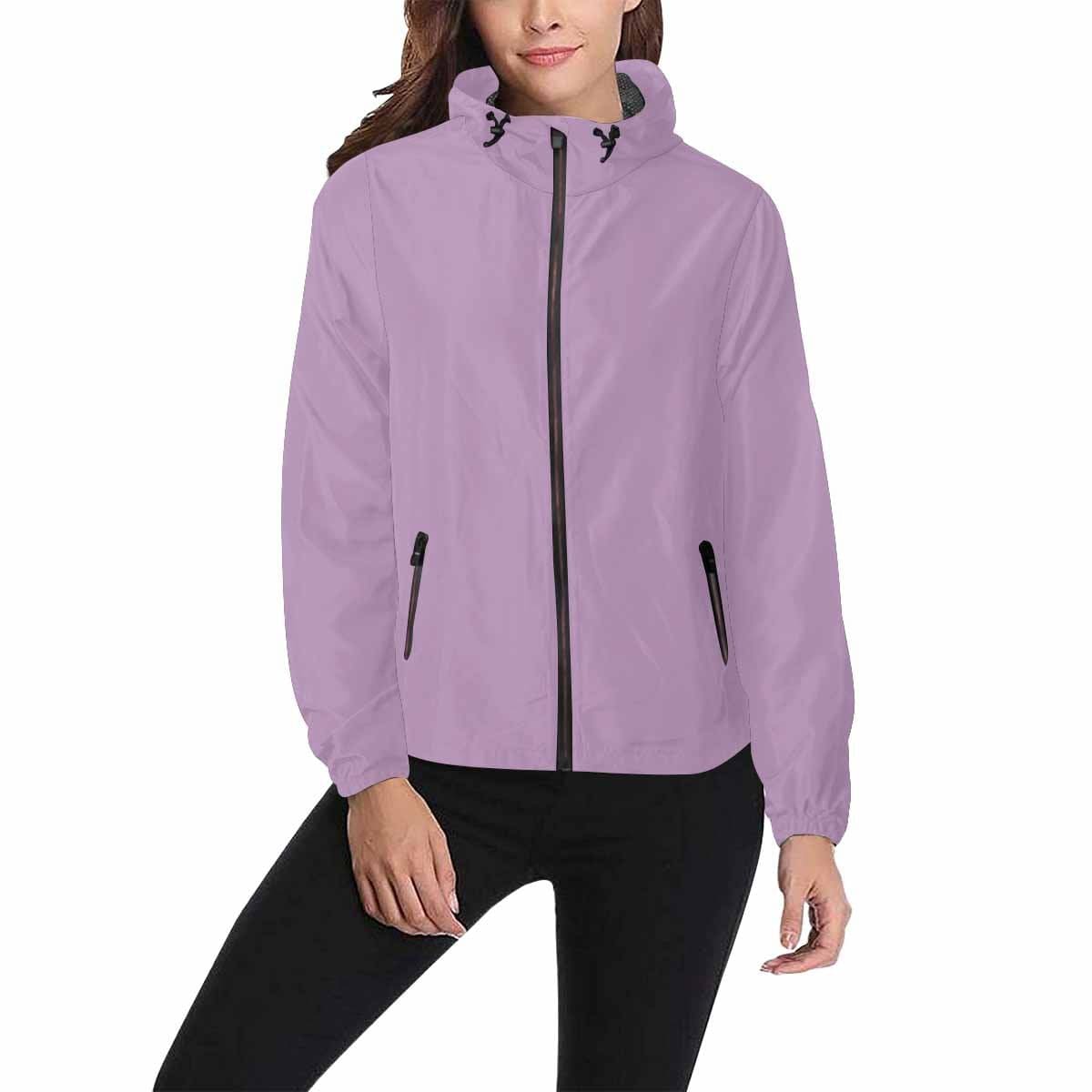 Lilac Purple Hooded Windbreaker Jacket for men and women, featuring a stylish design with zippered pockets and adjustable hood.