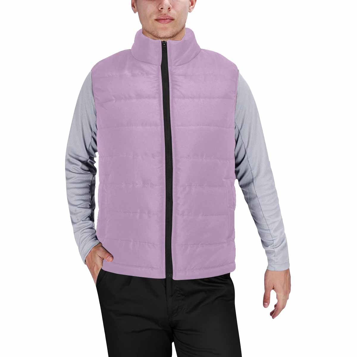 Lilac Purple Men's Padded Vest featuring a quilted design and zipper closure, perfect for layering in cool weather.