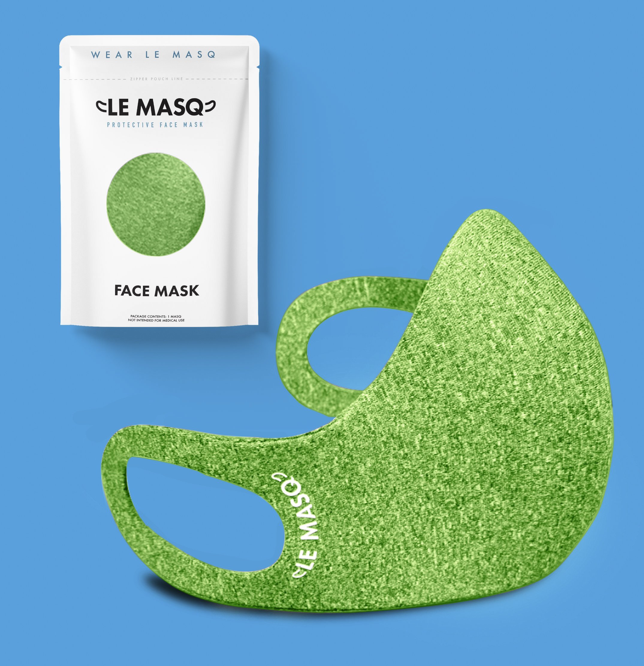 Lime Green Ninja MASQ (3-Pack) displayed in a stylish pouch, showcasing its vibrant color and sleek design.