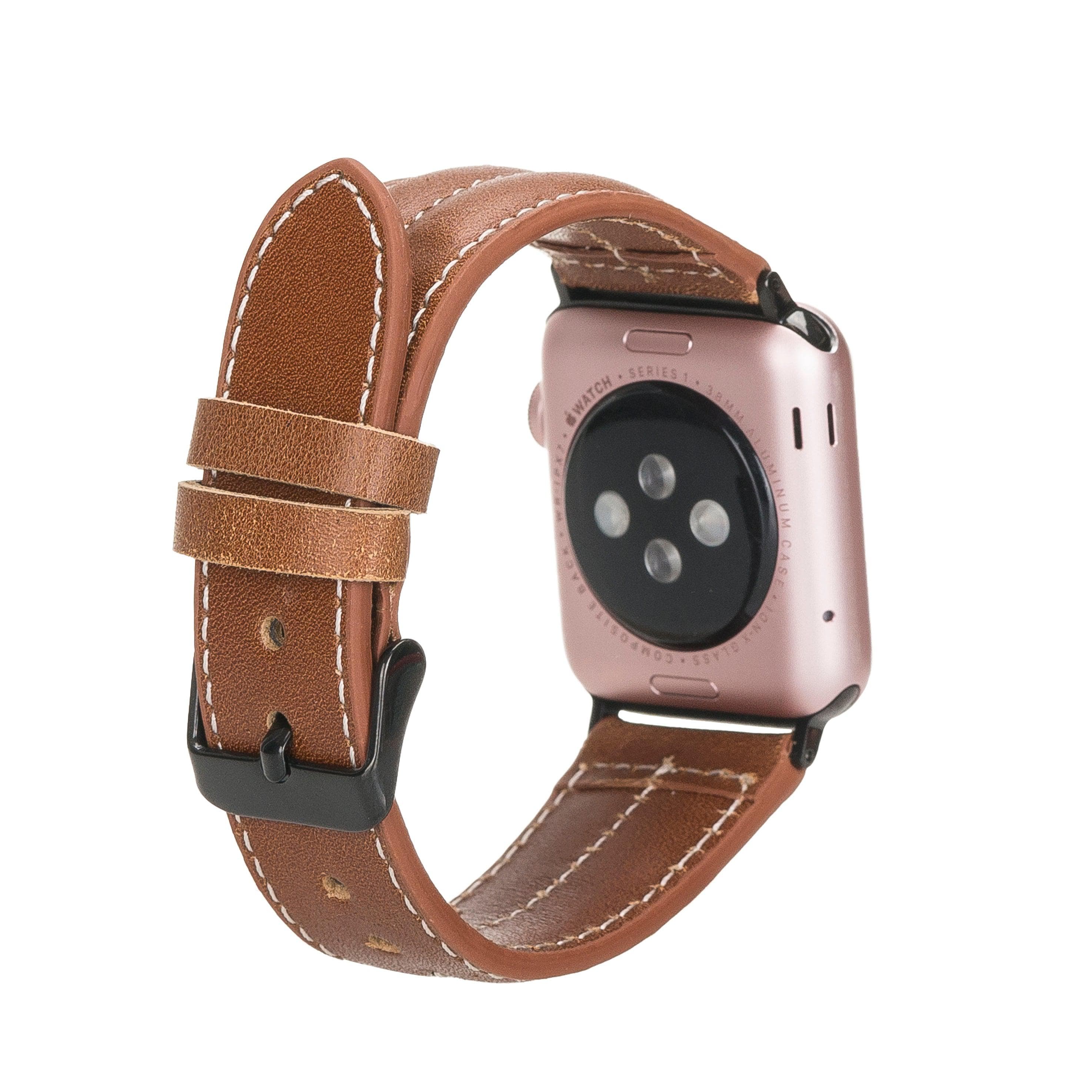 Lincoln Classic Apple Watch Leather Strap in premium full-grain leather with stainless steel buckle, showcasing its elegant design and craftsmanship.