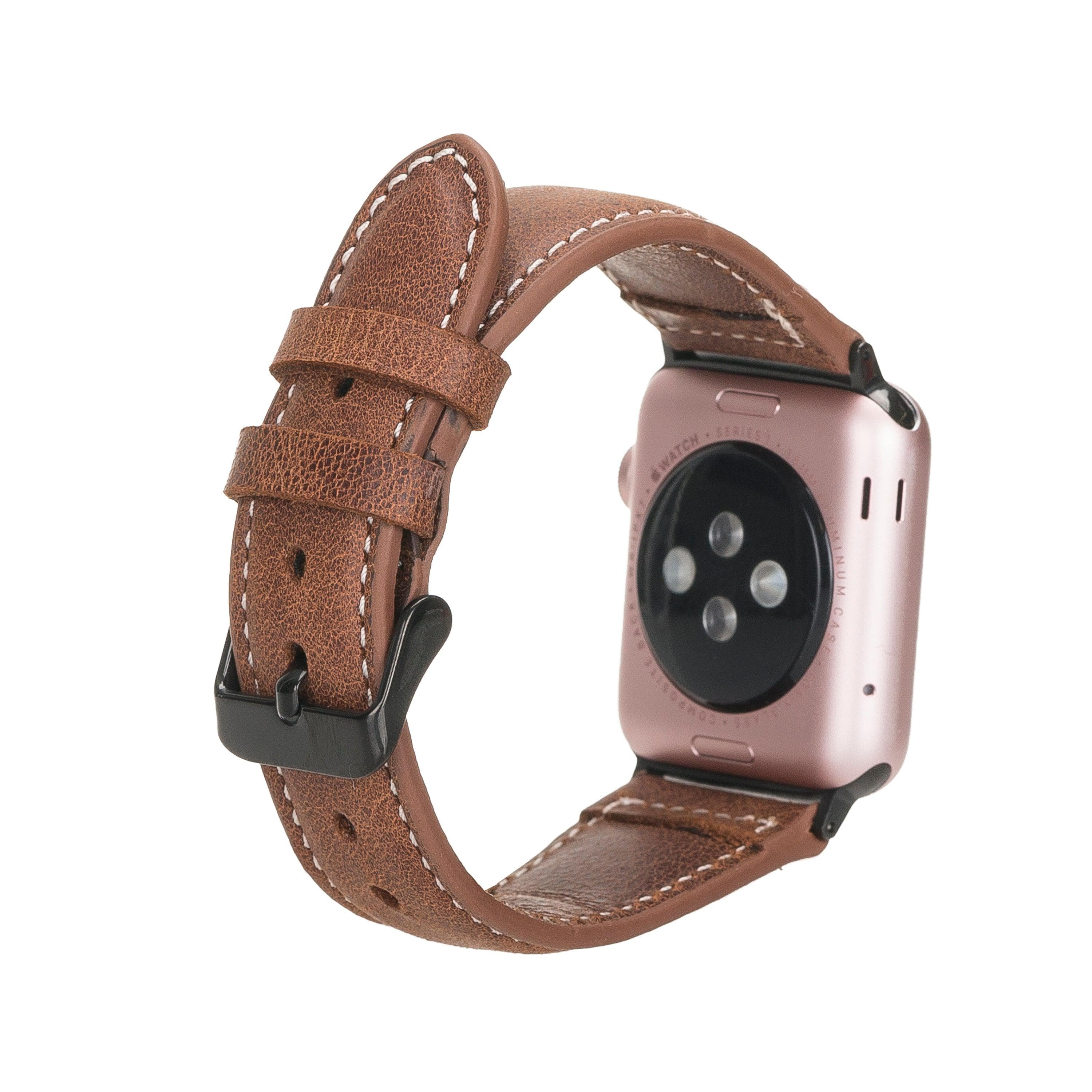 Lincoln Classic Apple Watch Leather Strap in premium full-grain leather with stainless steel buckle, showcasing its elegant design and craftsmanship.