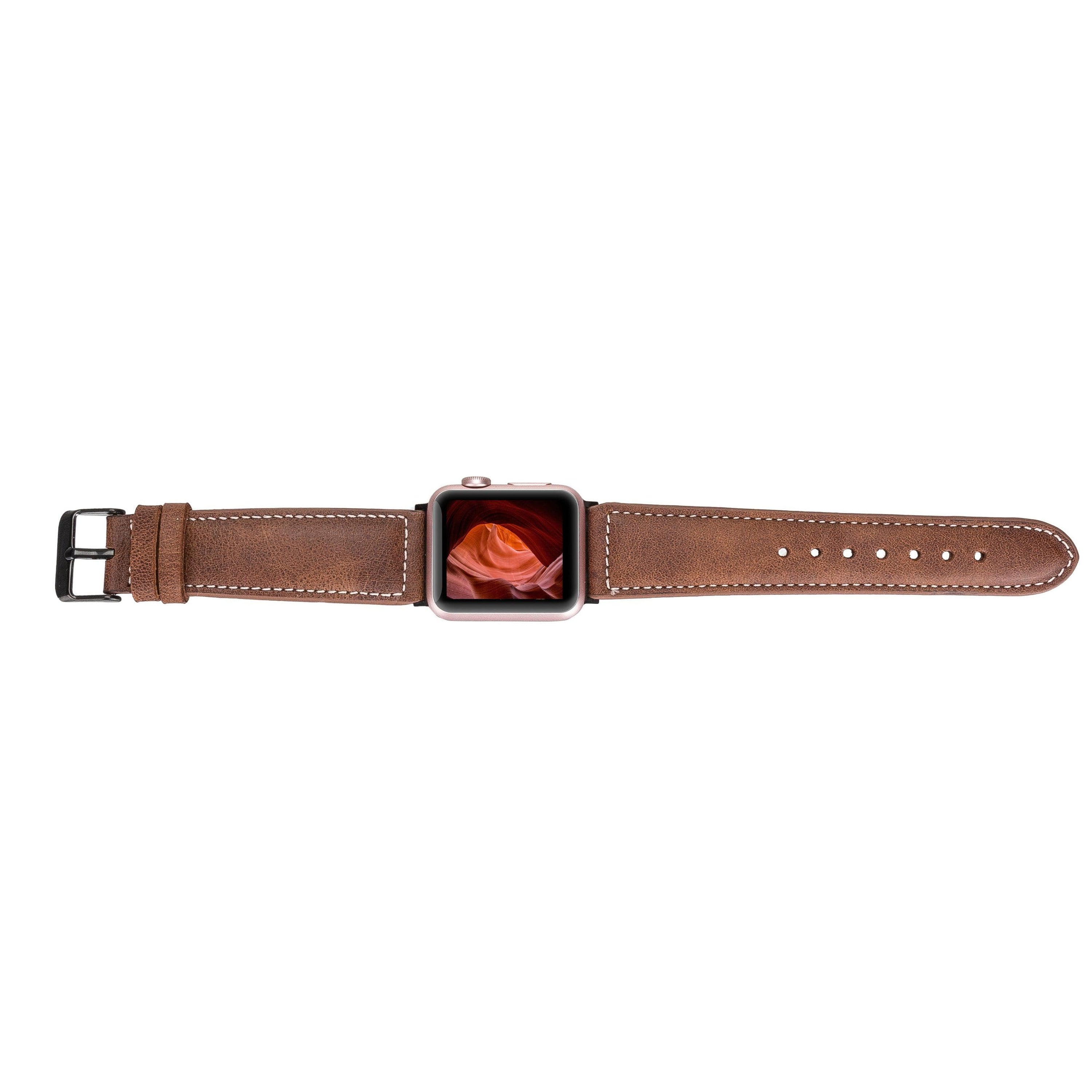 Lincoln Classic Apple Watch Leather Strap in premium full-grain leather with stainless steel buckle, showcasing its elegant design and craftsmanship.