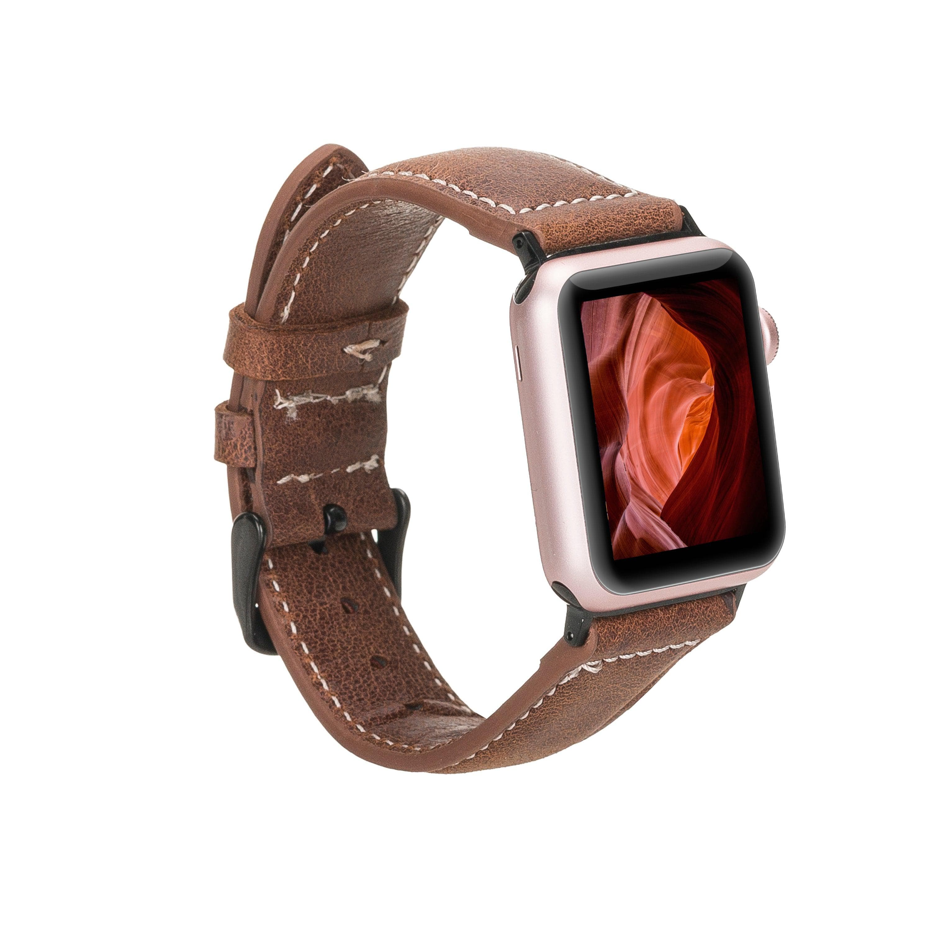 Lincoln Classic Apple Watch Leather Strap in premium full-grain leather with stainless steel buckle, showcasing its elegant design and craftsmanship.