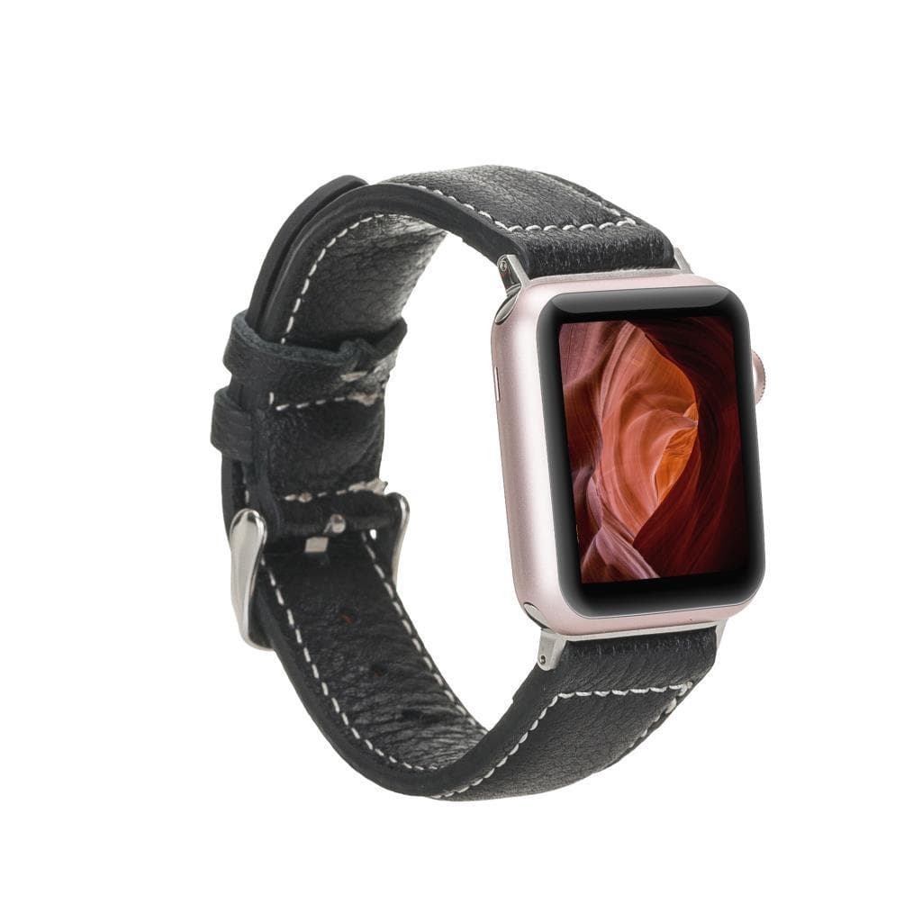 Lincoln Classic Apple Watch Leather Strap in premium full-grain leather with stainless steel buckle, showcasing its elegant design and craftsmanship.