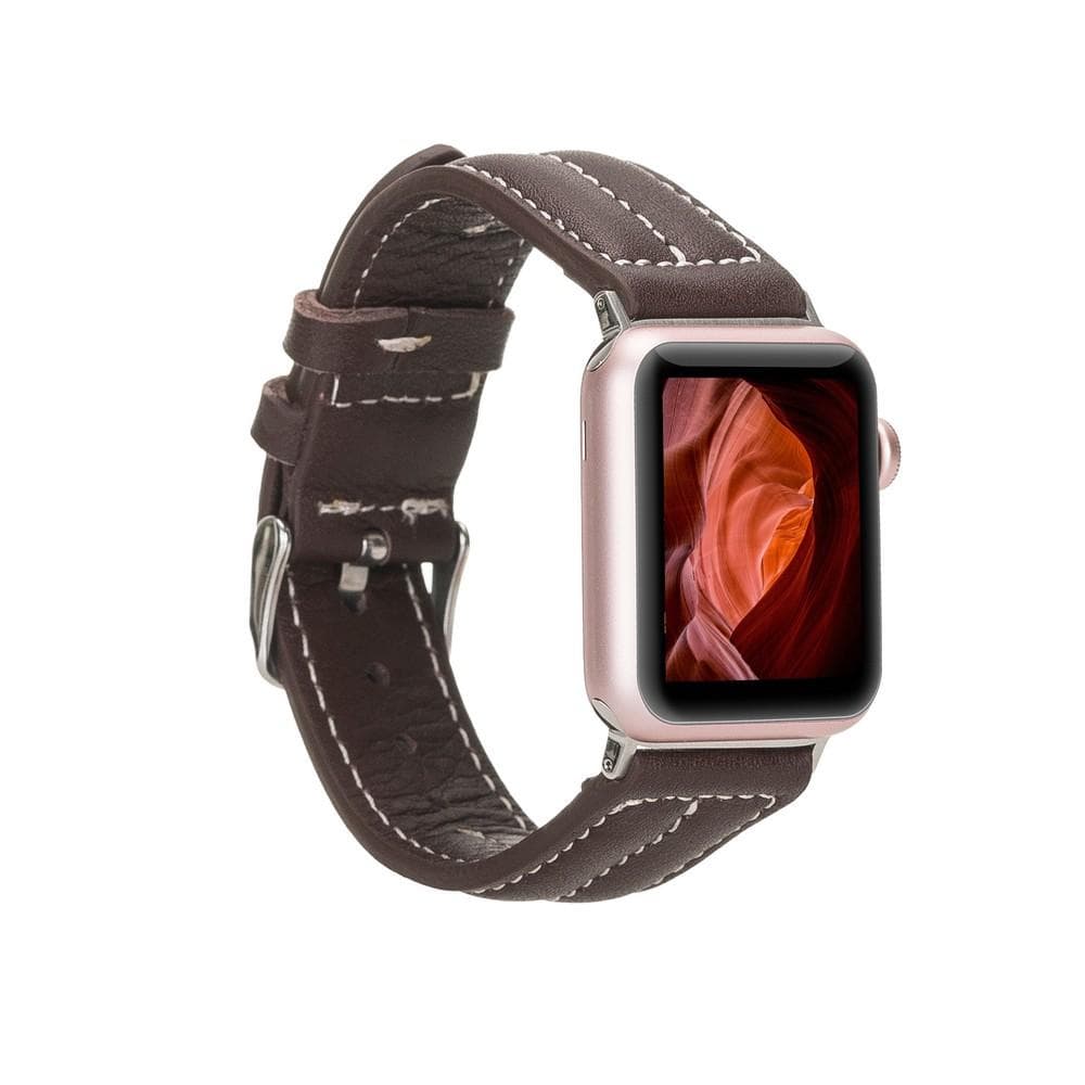 Lincoln Classic Apple Watch Leather Strap in premium full-grain leather with stainless steel buckle, showcasing its elegant design and craftsmanship.