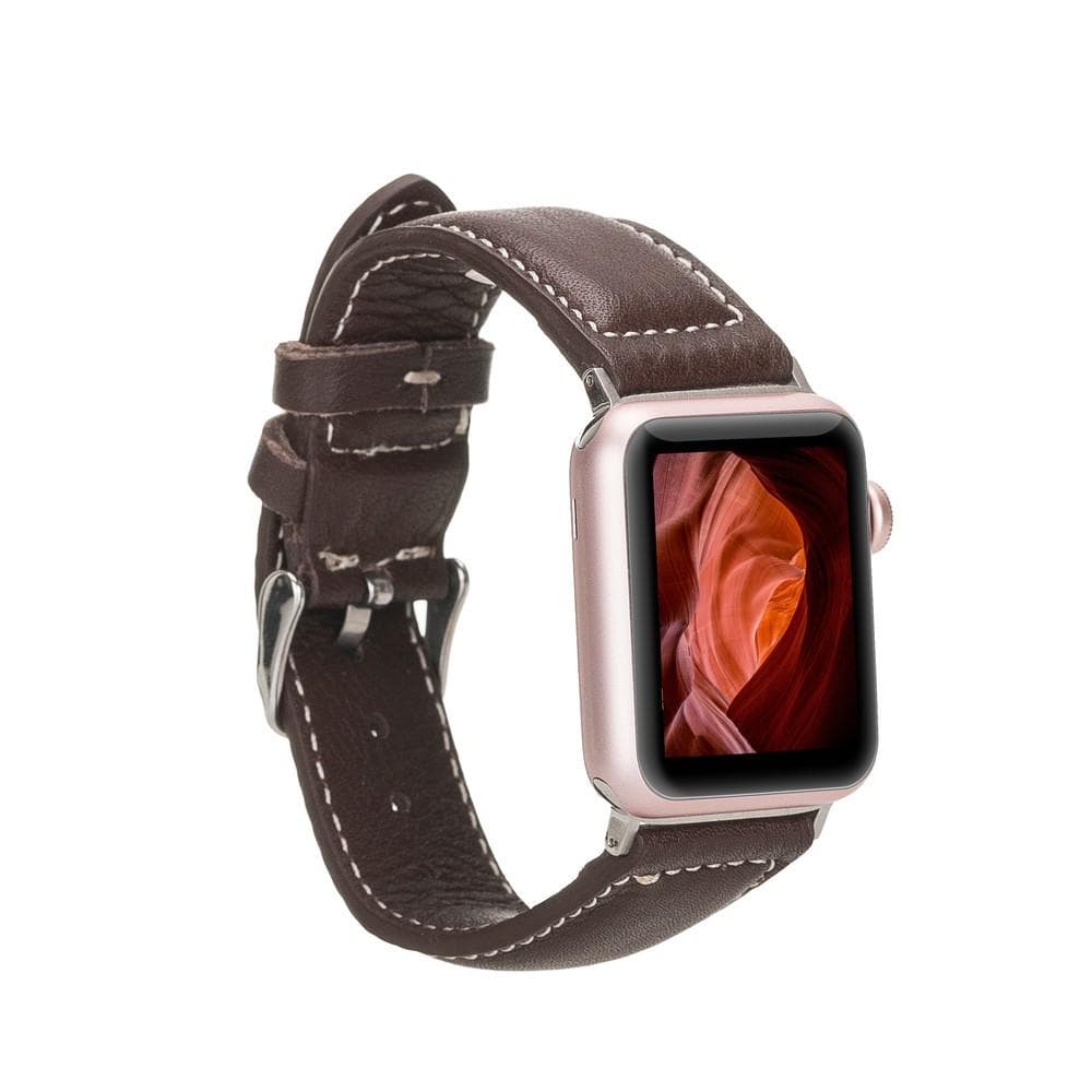 Lincoln Classic Apple Watch Leather Strap in premium full-grain leather with stainless steel buckle, showcasing its elegant design and craftsmanship.