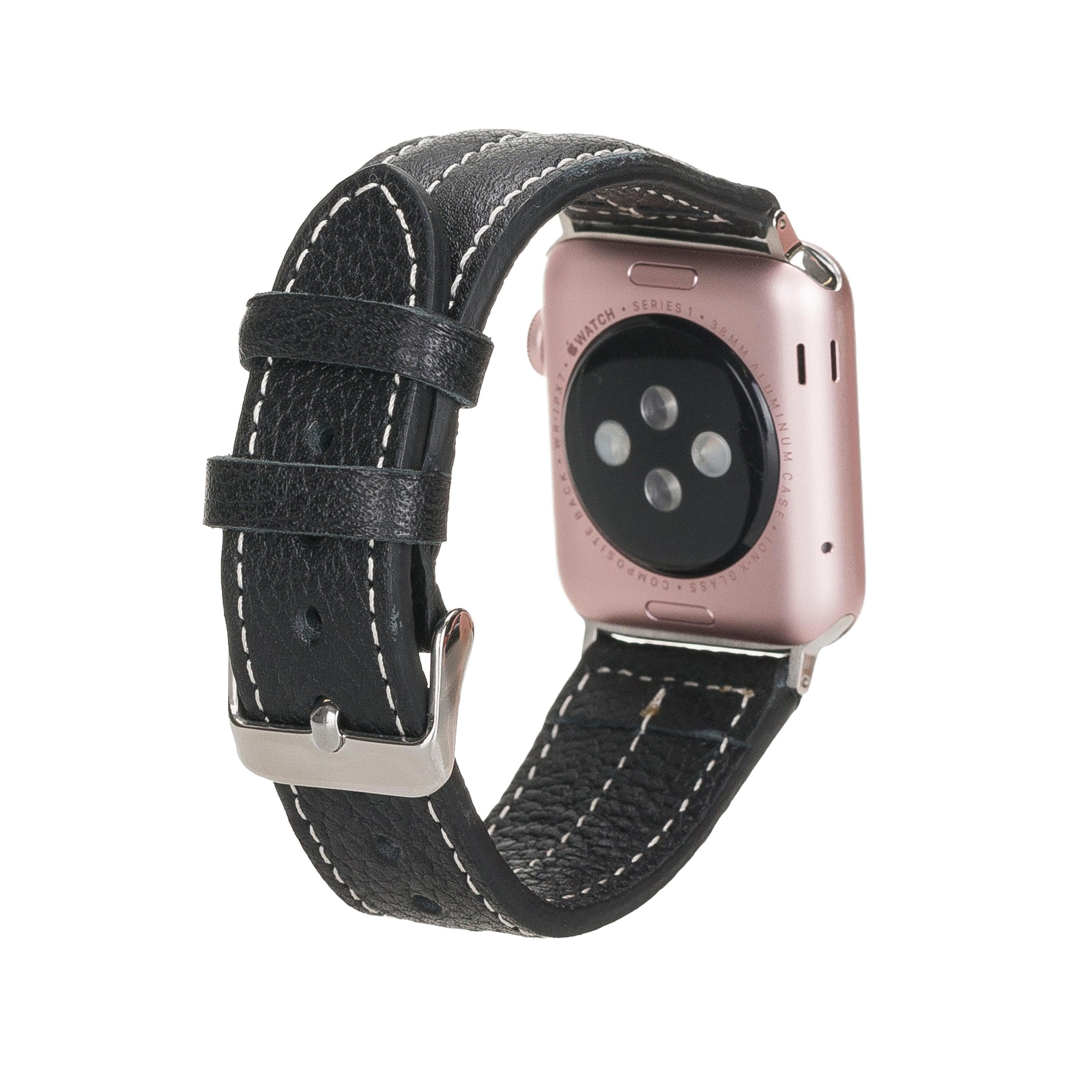 Lincoln Classic Apple Watch Leather Strap in premium full-grain leather with stainless steel buckle, showcasing its elegant design and craftsmanship.