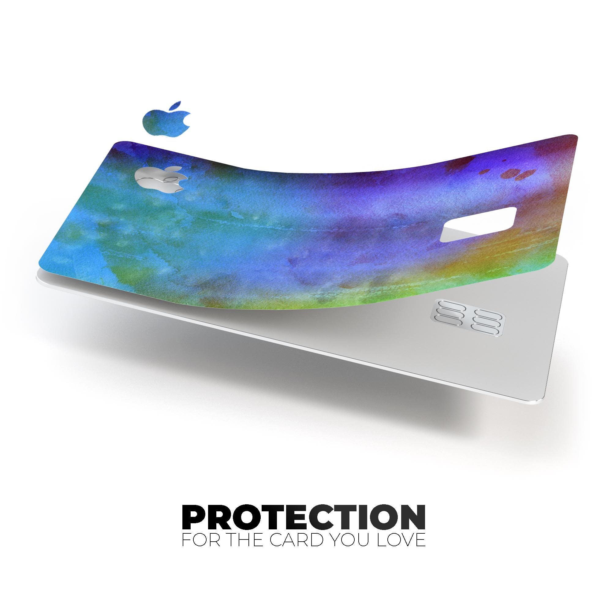 Lined 4453 Absorbed Watercolor Texture decal applied on an Apple Card, showcasing its vibrant design and premium finish.