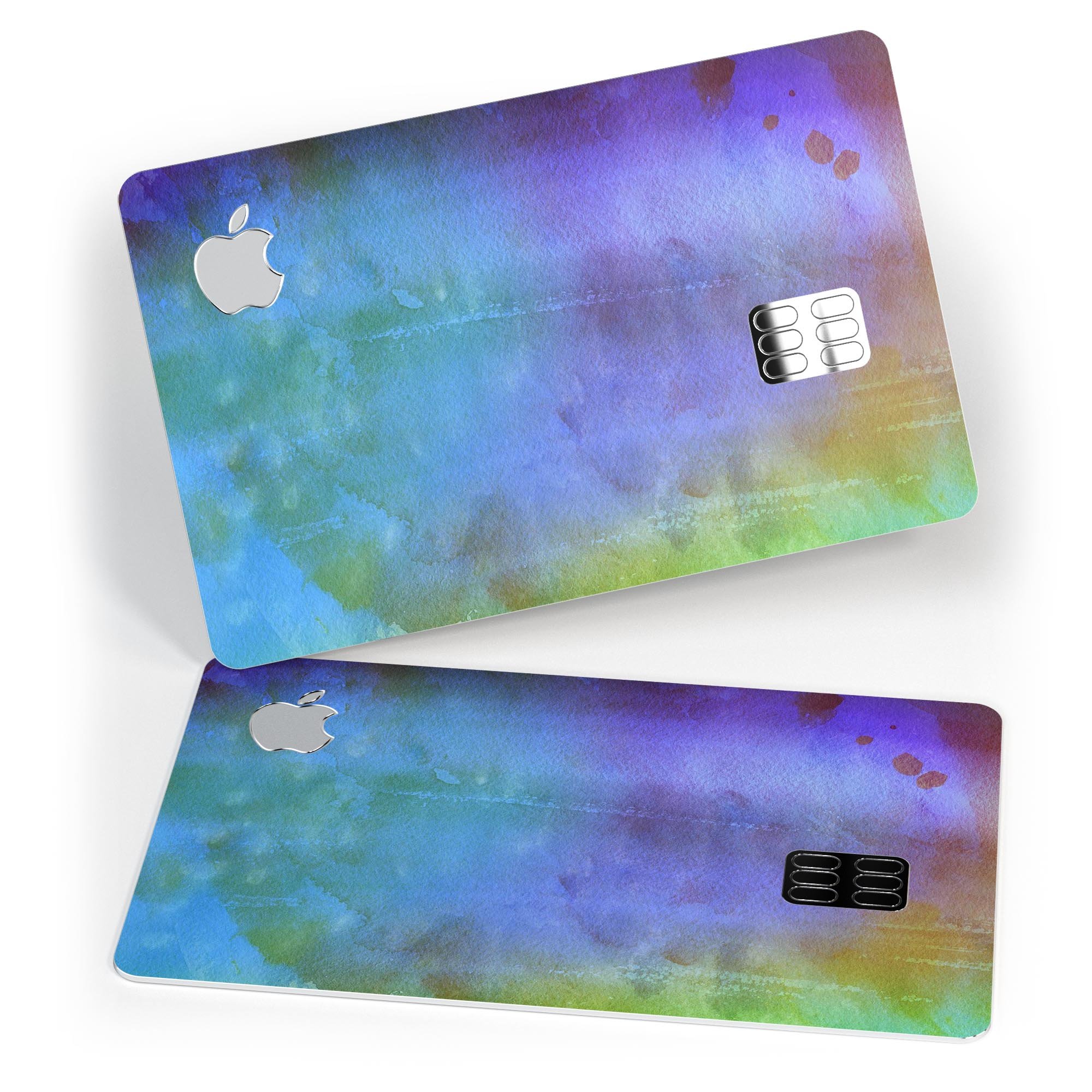 Lined 4453 Absorbed Watercolor Texture decal applied on an Apple Card, showcasing its vibrant design and premium finish.