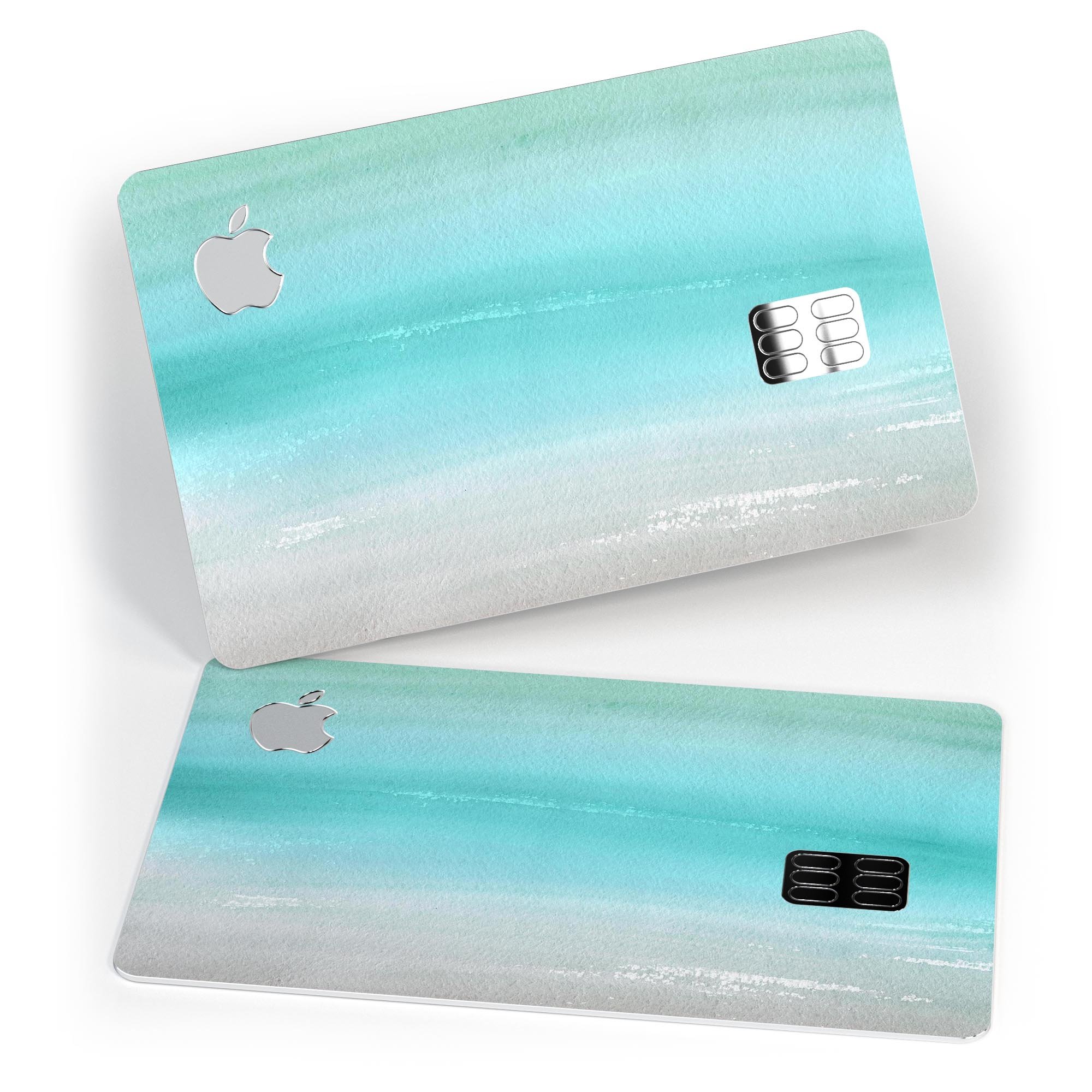 Lined Mint 9672 Absorbed Watercolor Texture decal applied on an Apple Card, showcasing its vibrant design and premium finish.