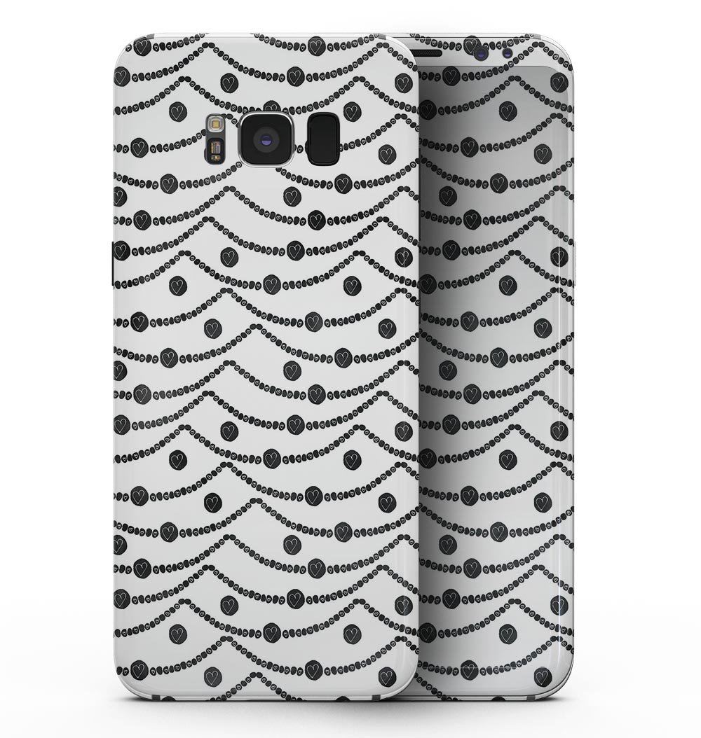 Samsung Galaxy S8 with Linked Hearts and Chain Full-Body Skin Kit, showcasing a stylish design and premium vinyl material.