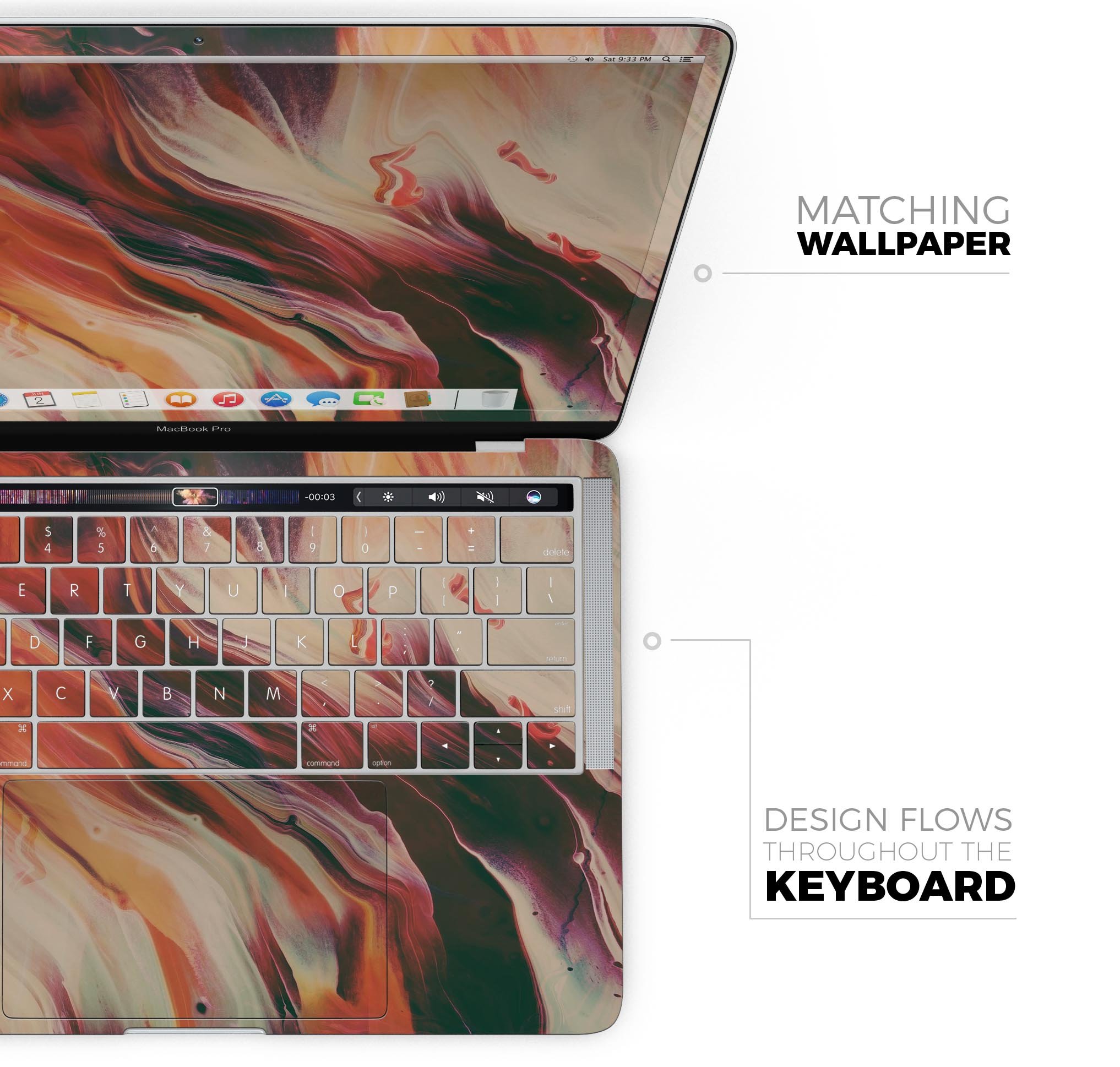 Liquid Abstract Paint Remix V1 skin decal wrap kit for MacBook, showcasing vibrant colors and a sleek design.