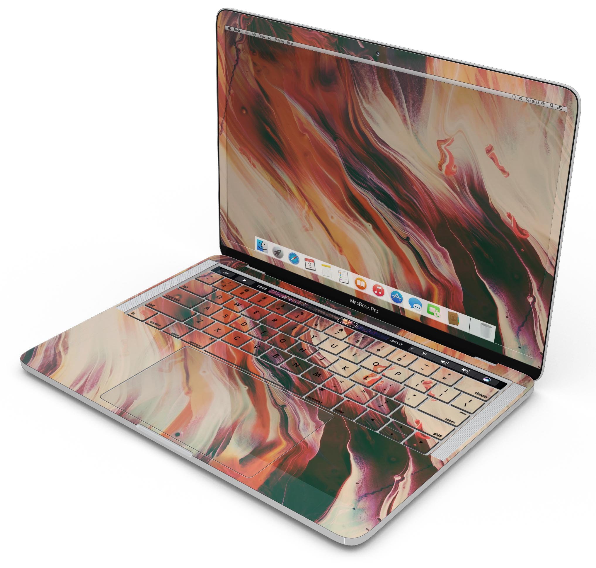 Liquid Abstract Paint Remix V1 skin decal wrap kit for MacBook, showcasing vibrant colors and a sleek design.