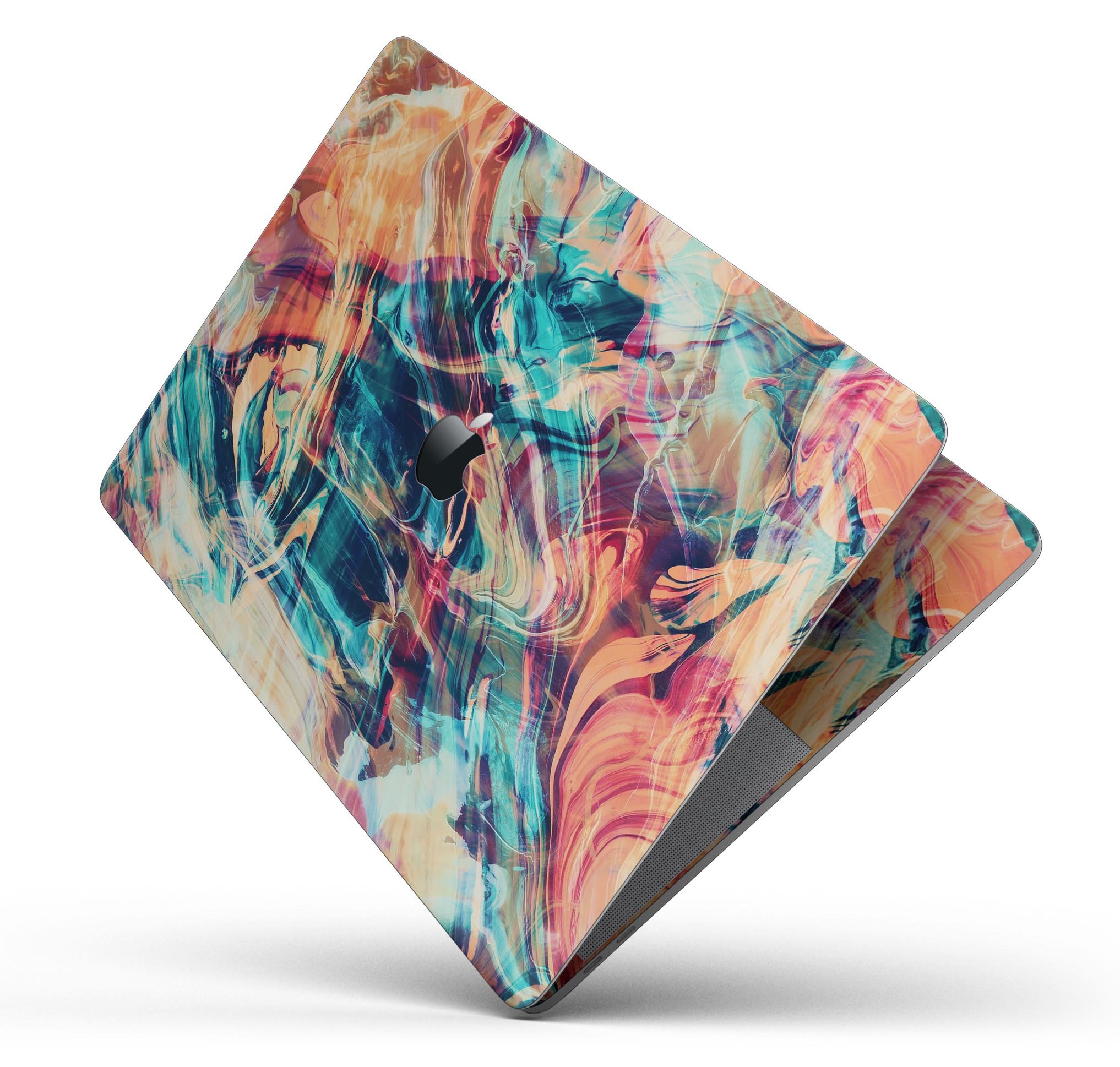 Liquid Abstract Paint Remix V13 skin decal wrap kit for MacBook, showcasing vibrant colors and a sleek design.