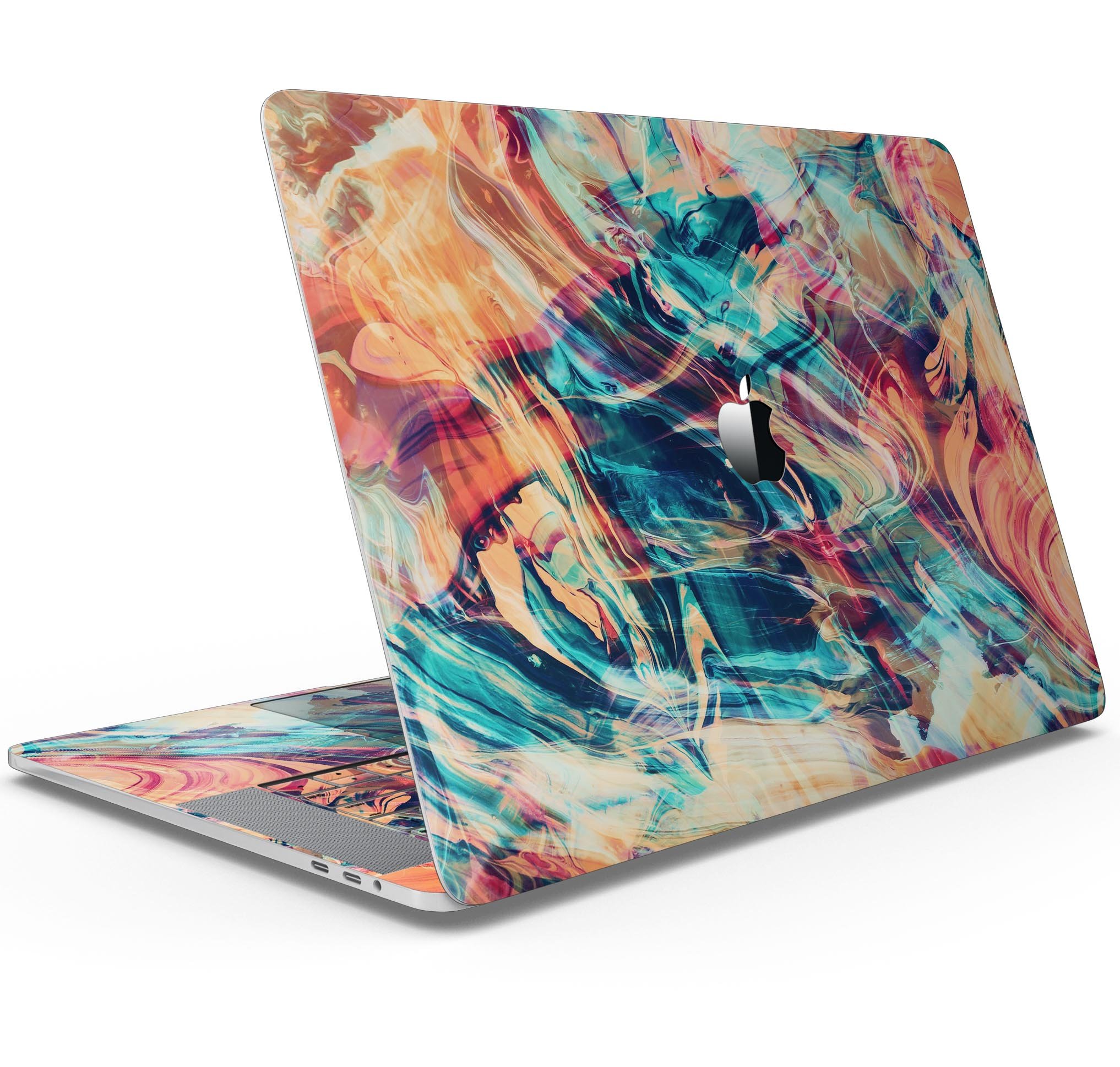 Liquid Abstract Paint Remix V13 skin decal wrap kit for MacBook, showcasing vibrant colors and a sleek design.