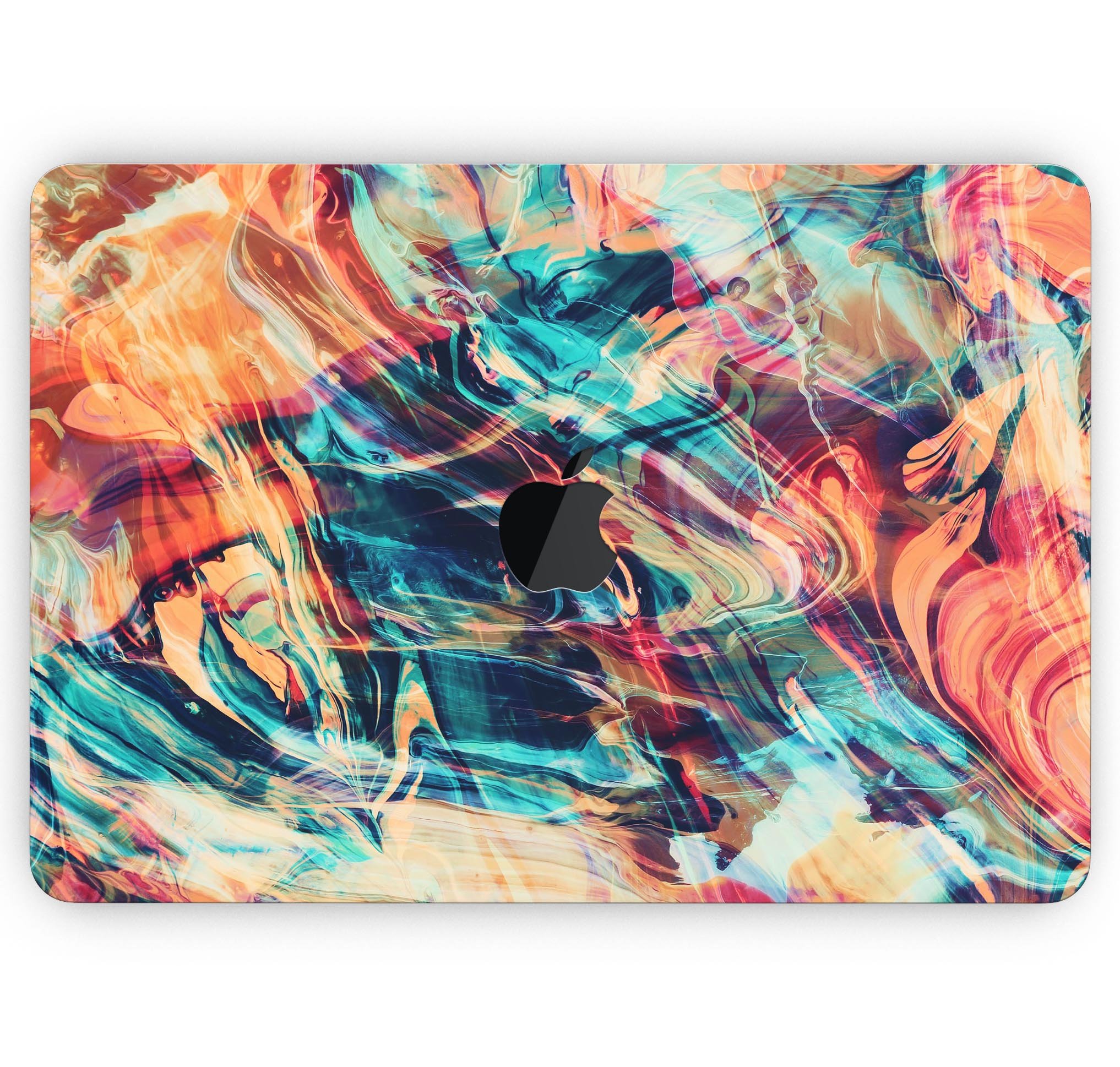 Liquid Abstract Paint Remix V13 skin decal wrap kit for MacBook, showcasing vibrant colors and a sleek design.