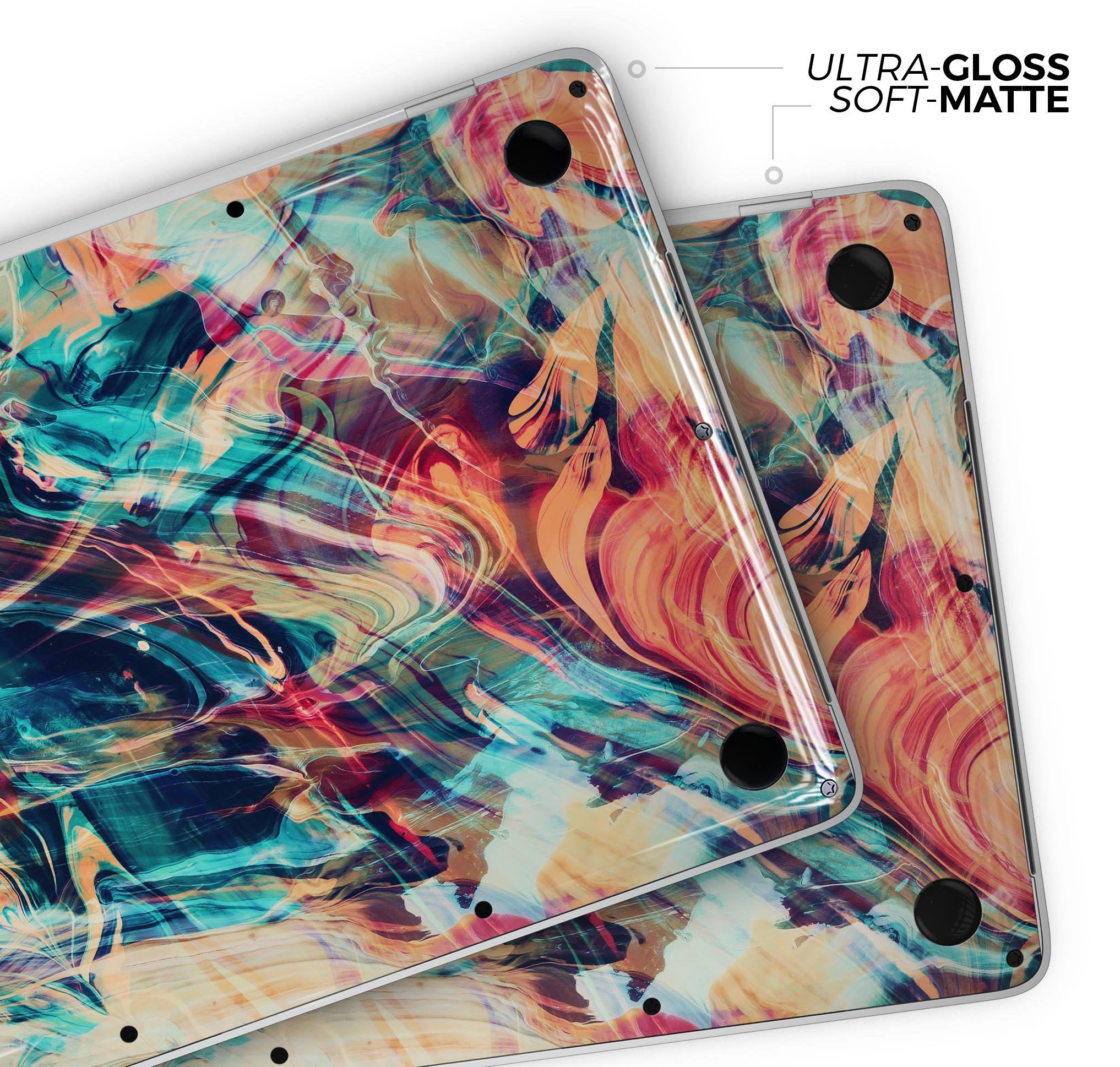 Liquid Abstract Paint Remix V13 skin decal wrap kit for MacBook, showcasing vibrant colors and a sleek design.