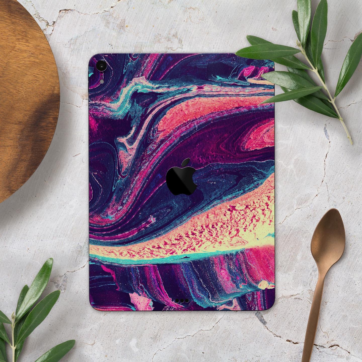 Liquid Abstract Paint Remix V15 skin decal for Apple devices, showcasing vibrant colors and a sleek design.