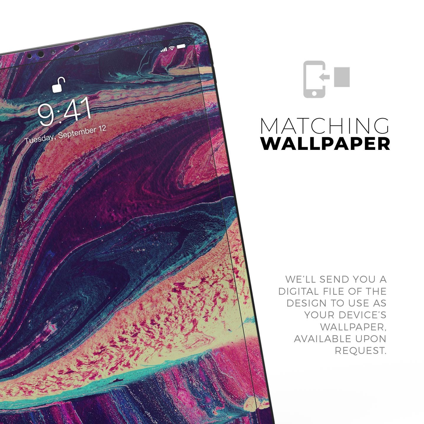 Liquid Abstract Paint Remix V15 skin decal for Apple devices, showcasing vibrant colors and a sleek design.