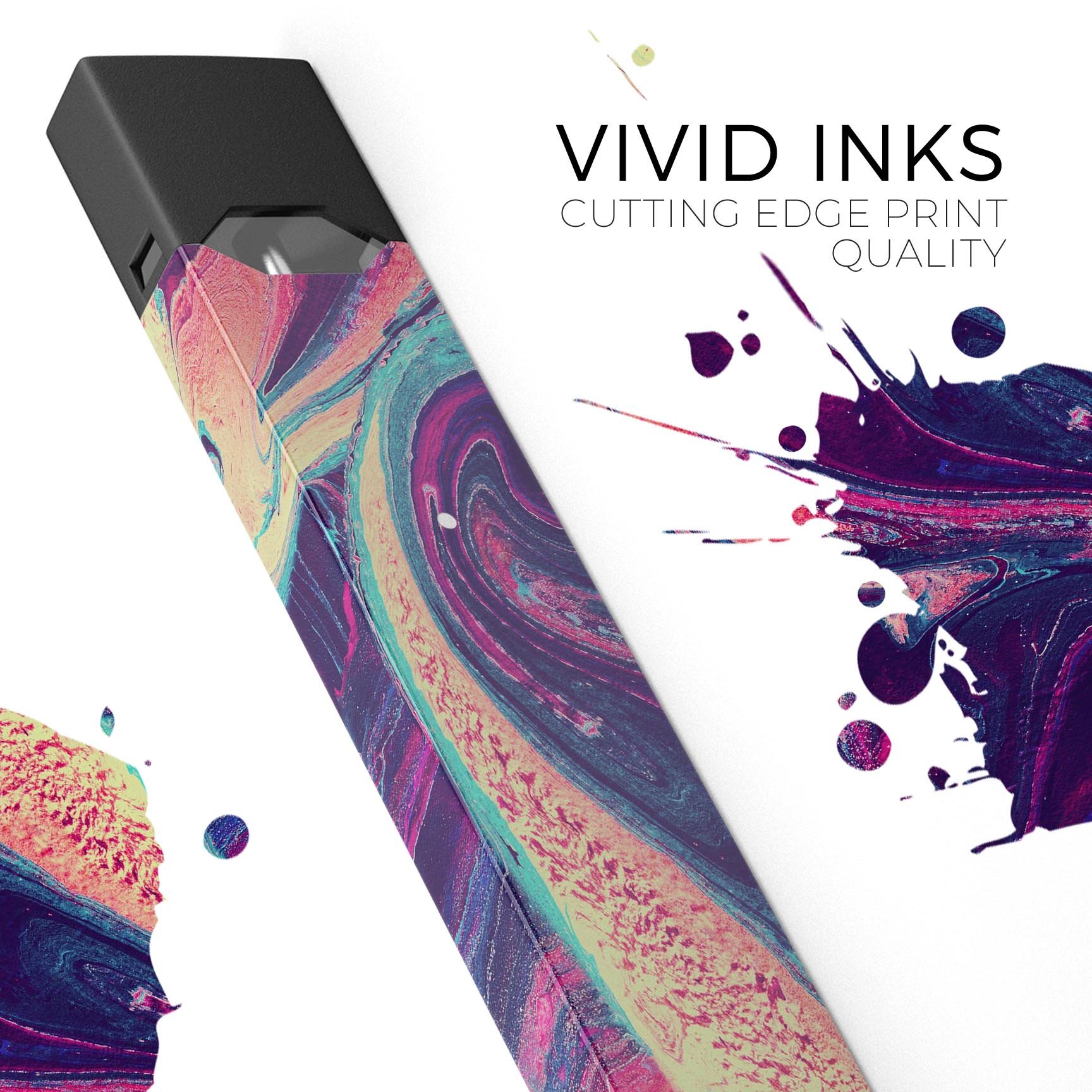 Liquid Abstract Paint Remix V15 skin-wrap for JUUL device, showcasing vibrant colors and a sleek design.