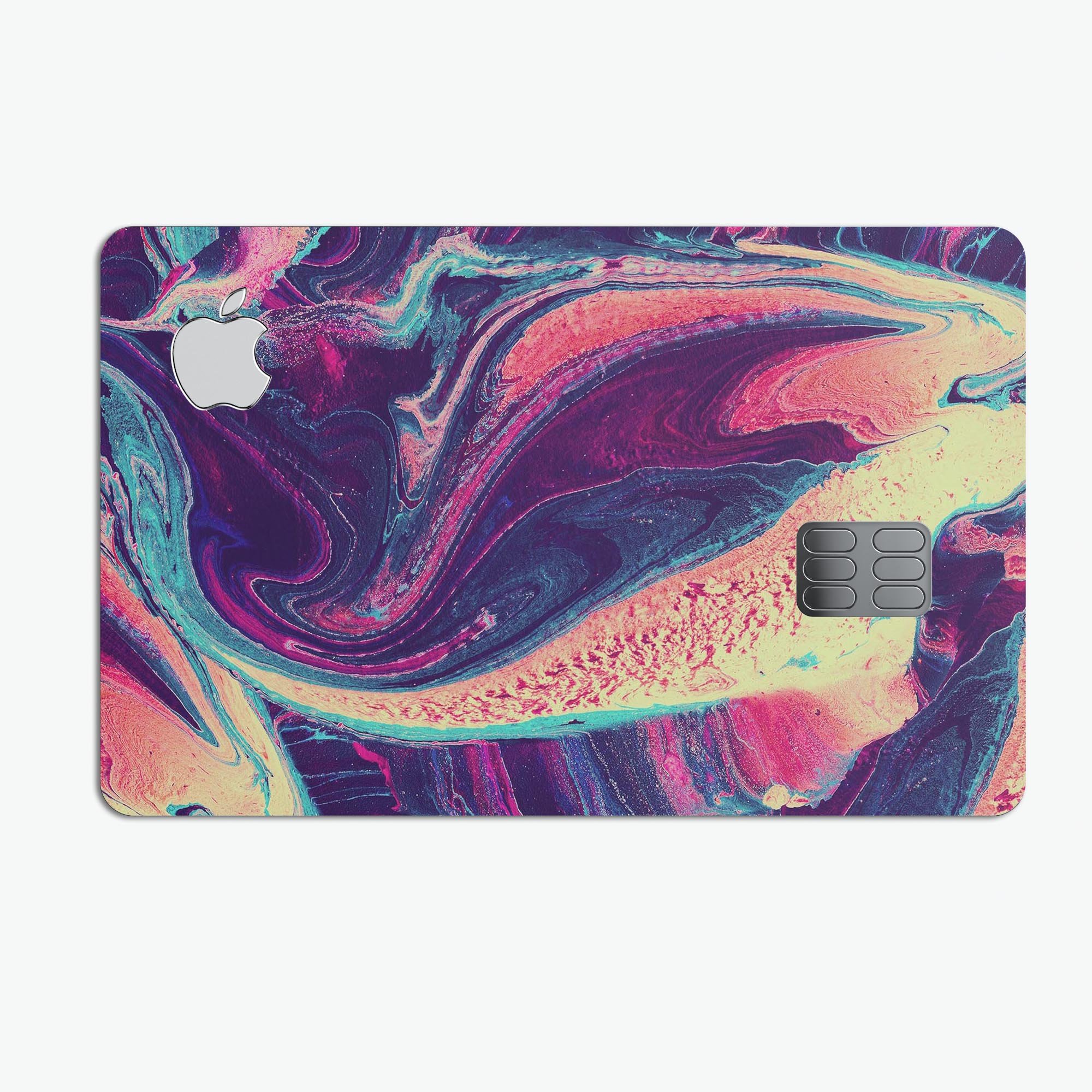 Liquid Abstract Paint Remix V15 skin for Apple Card, showcasing vibrant design and premium vinyl material.