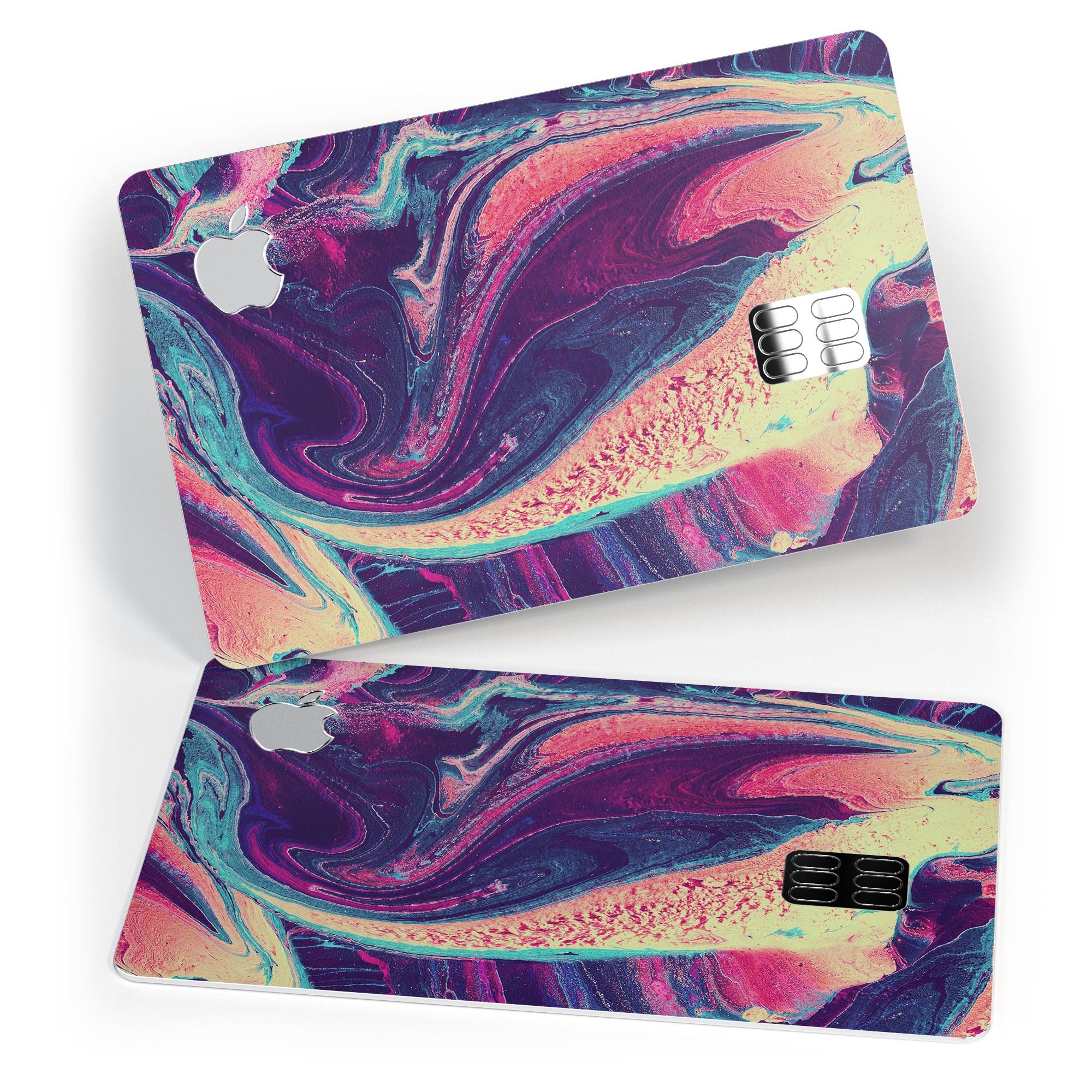 Liquid Abstract Paint Remix V15 skin for Apple Card, showcasing vibrant design and premium vinyl material.