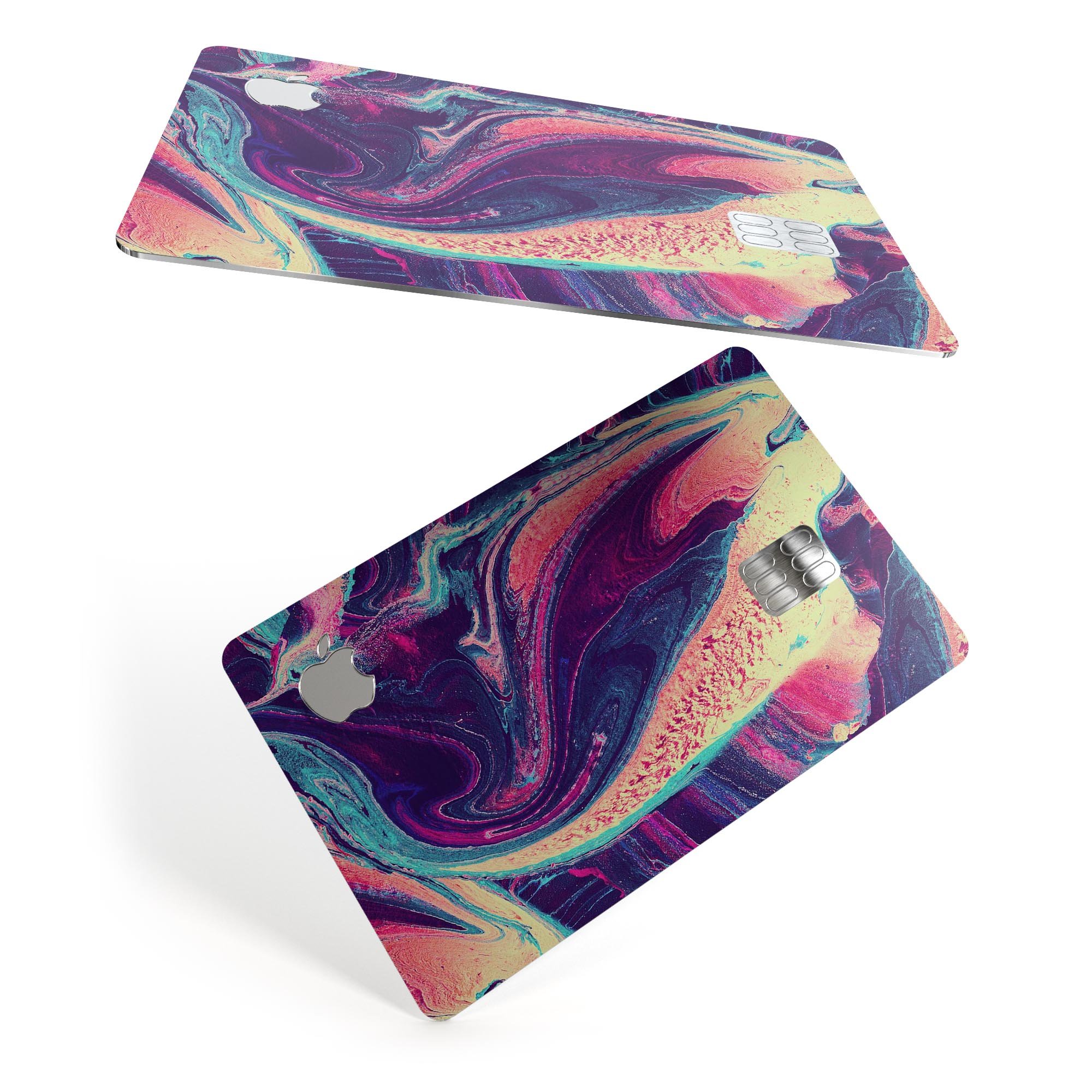 Liquid Abstract Paint Remix V15 skin for Apple Card, showcasing vibrant design and premium vinyl material.