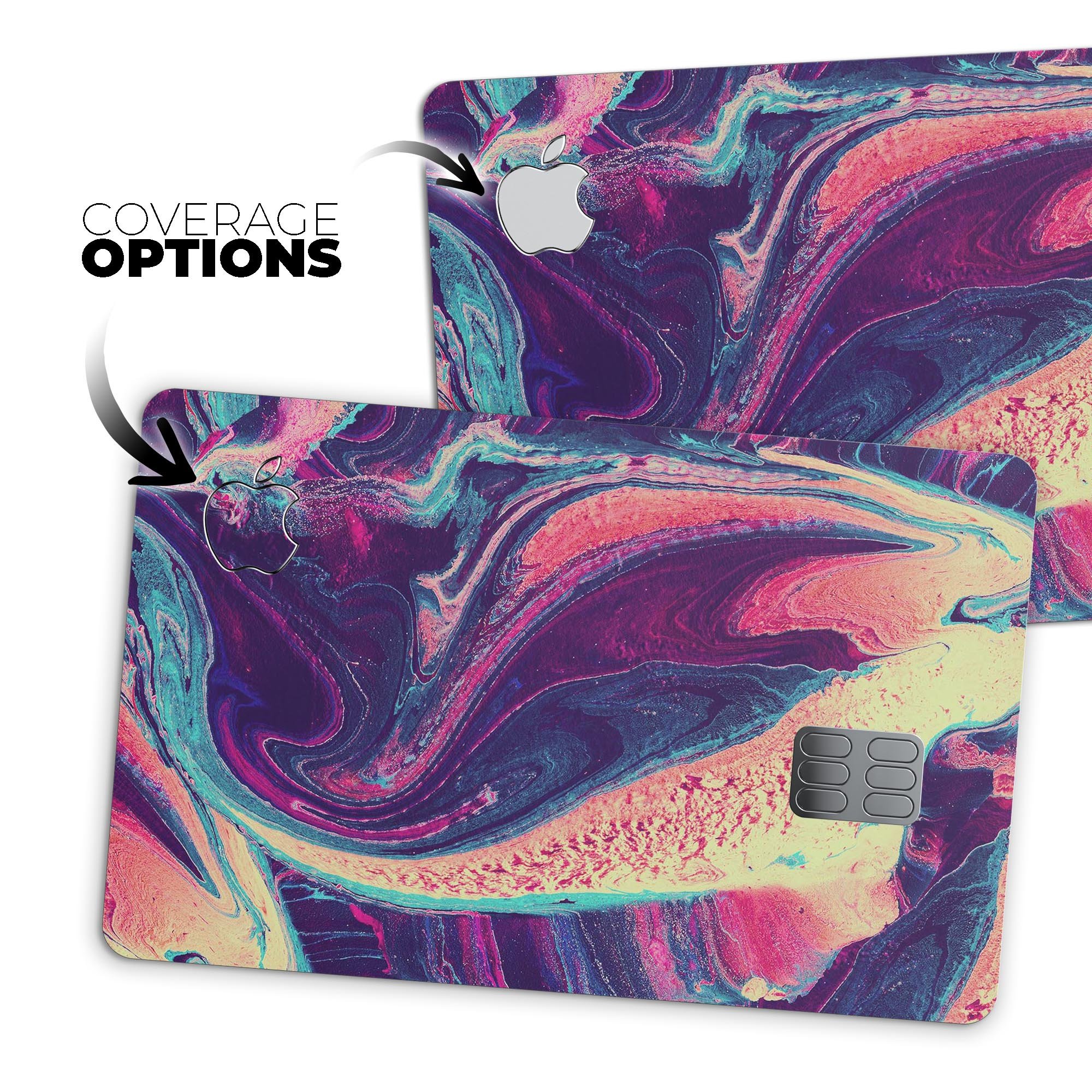 Liquid Abstract Paint Remix V15 skin for Apple Card, showcasing vibrant design and premium vinyl material.