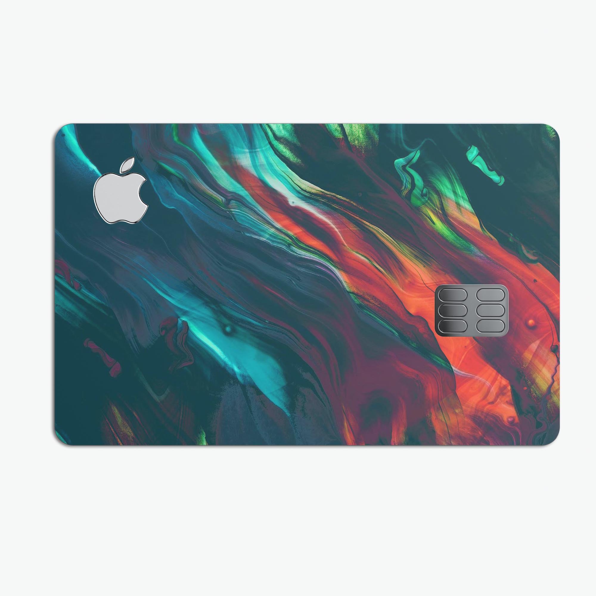 Liquid Abstract Paint Remix V16 skin kit for Apple Card, showcasing premium vinyl design and protective features.