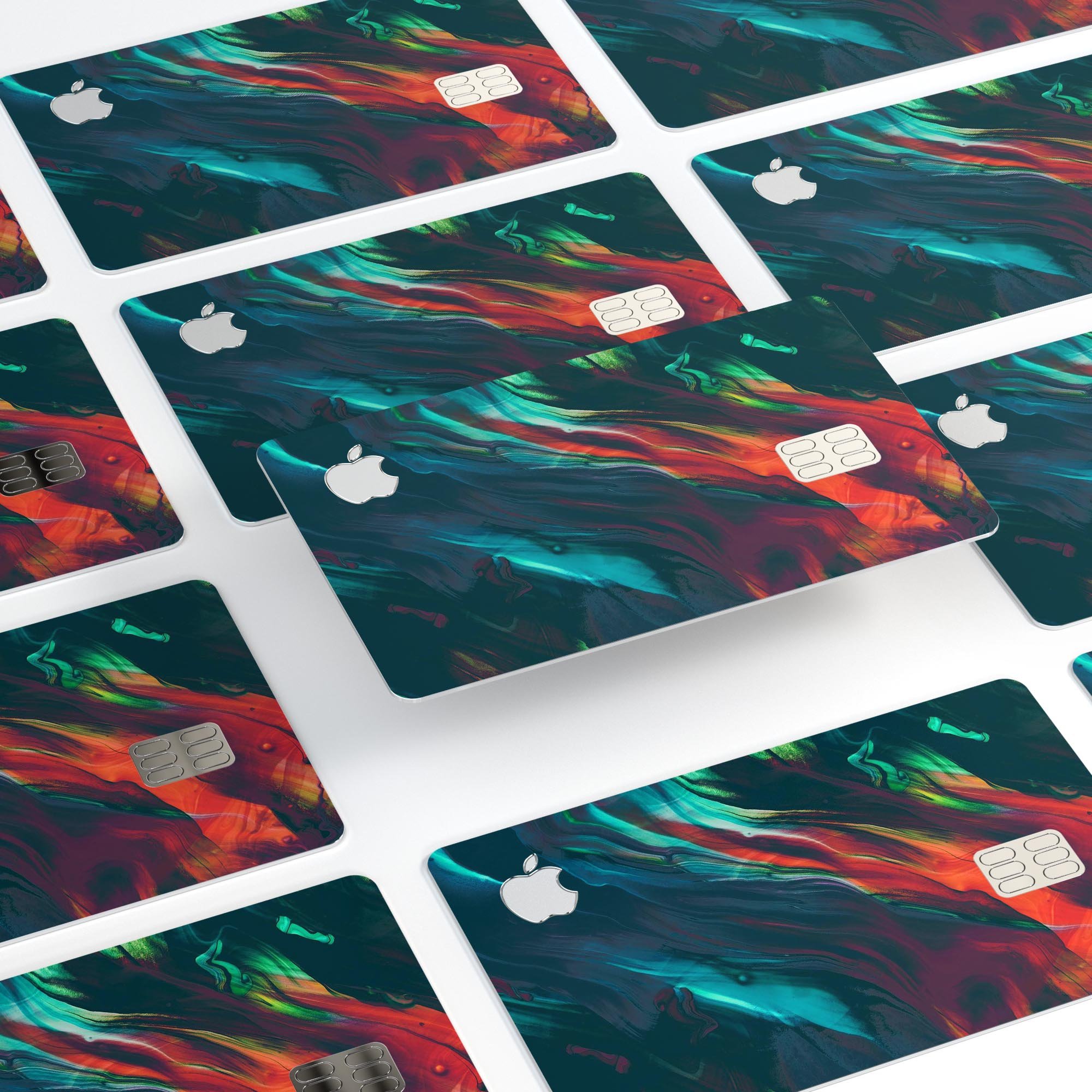 Liquid Abstract Paint Remix V16 skin kit for Apple Card, showcasing premium vinyl design and protective features.