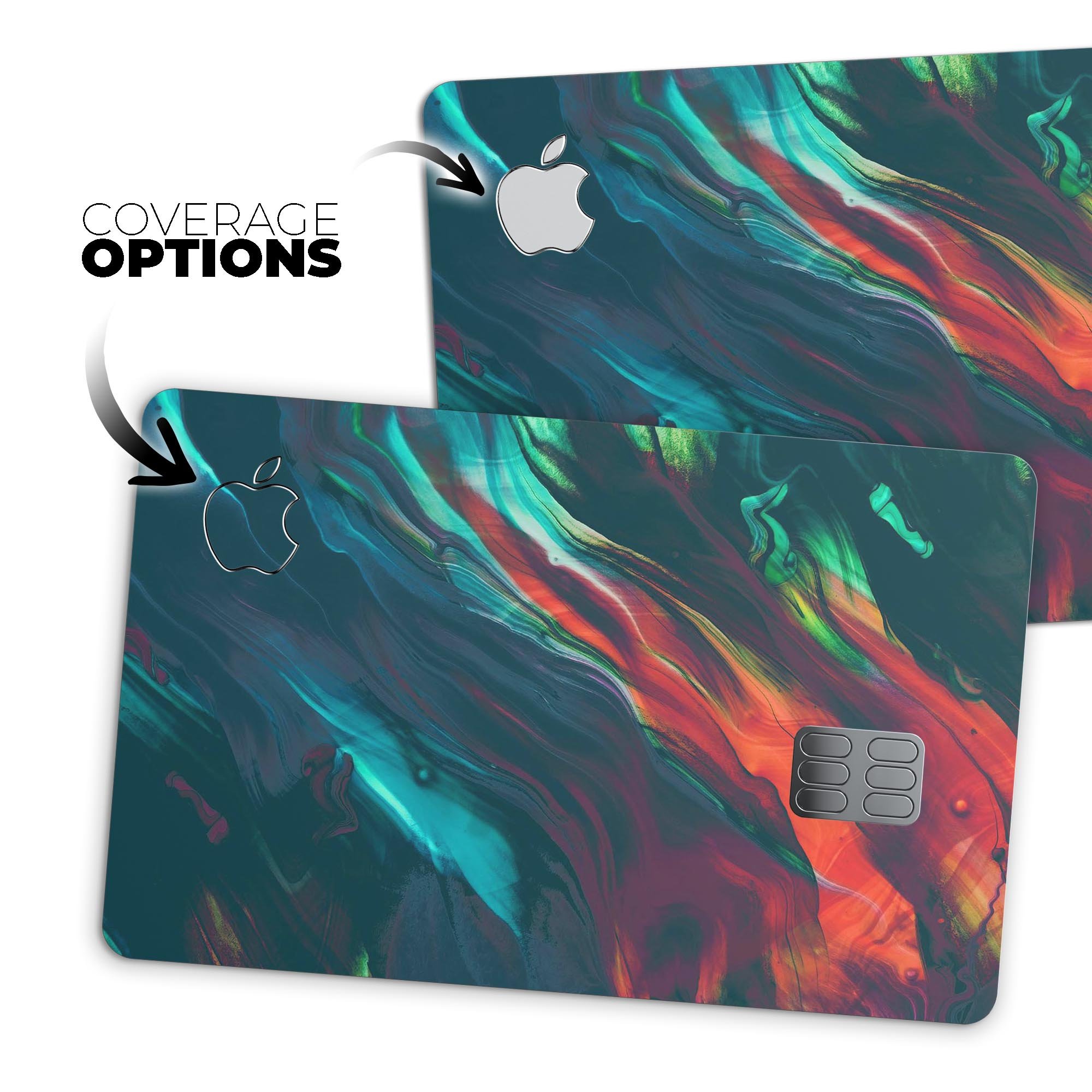 Liquid Abstract Paint Remix V16 skin kit for Apple Card, showcasing premium vinyl design and protective features.