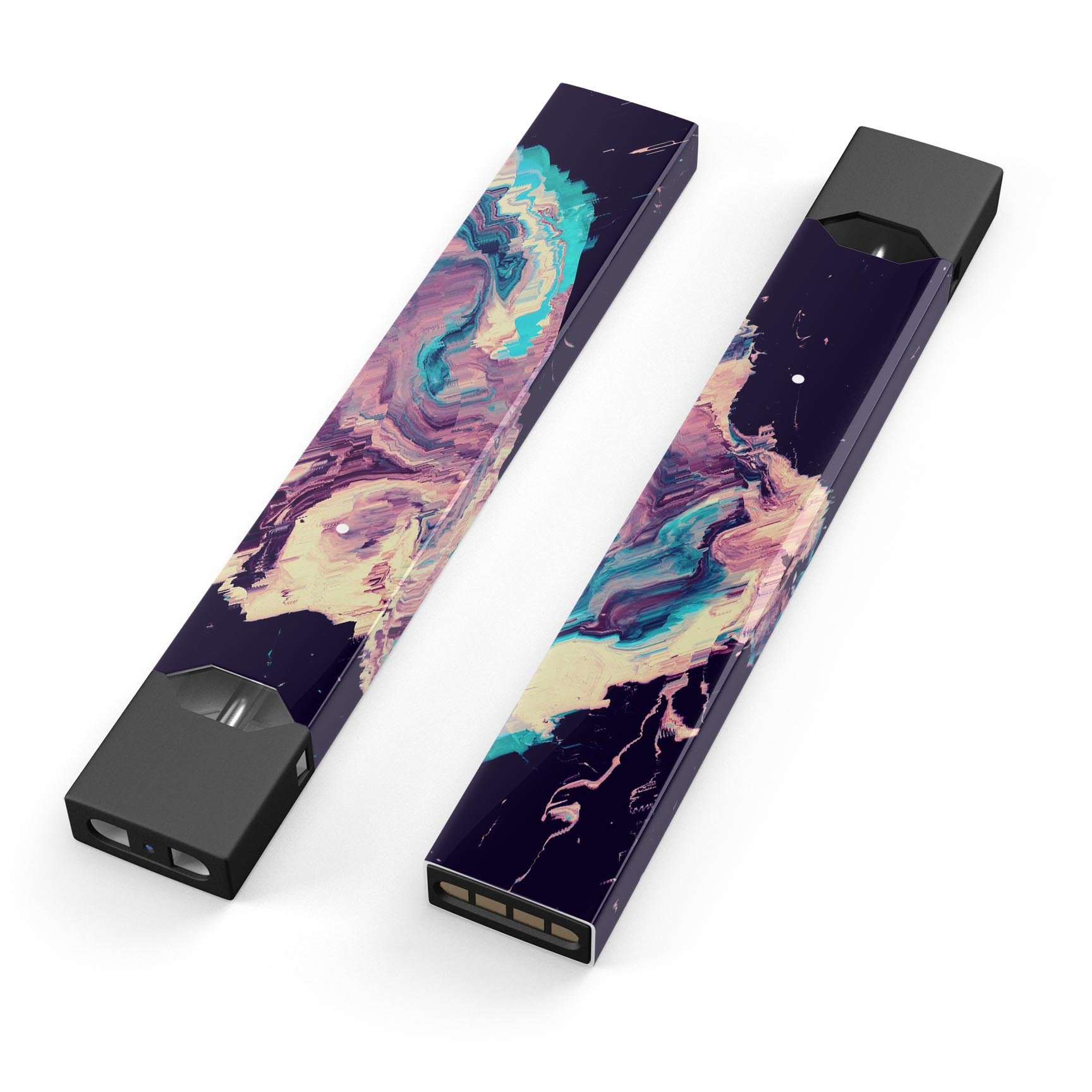 Liquid Abstract Paint Remix V18 skin-wrap for JUUL device, showcasing vibrant colors and precise cut.