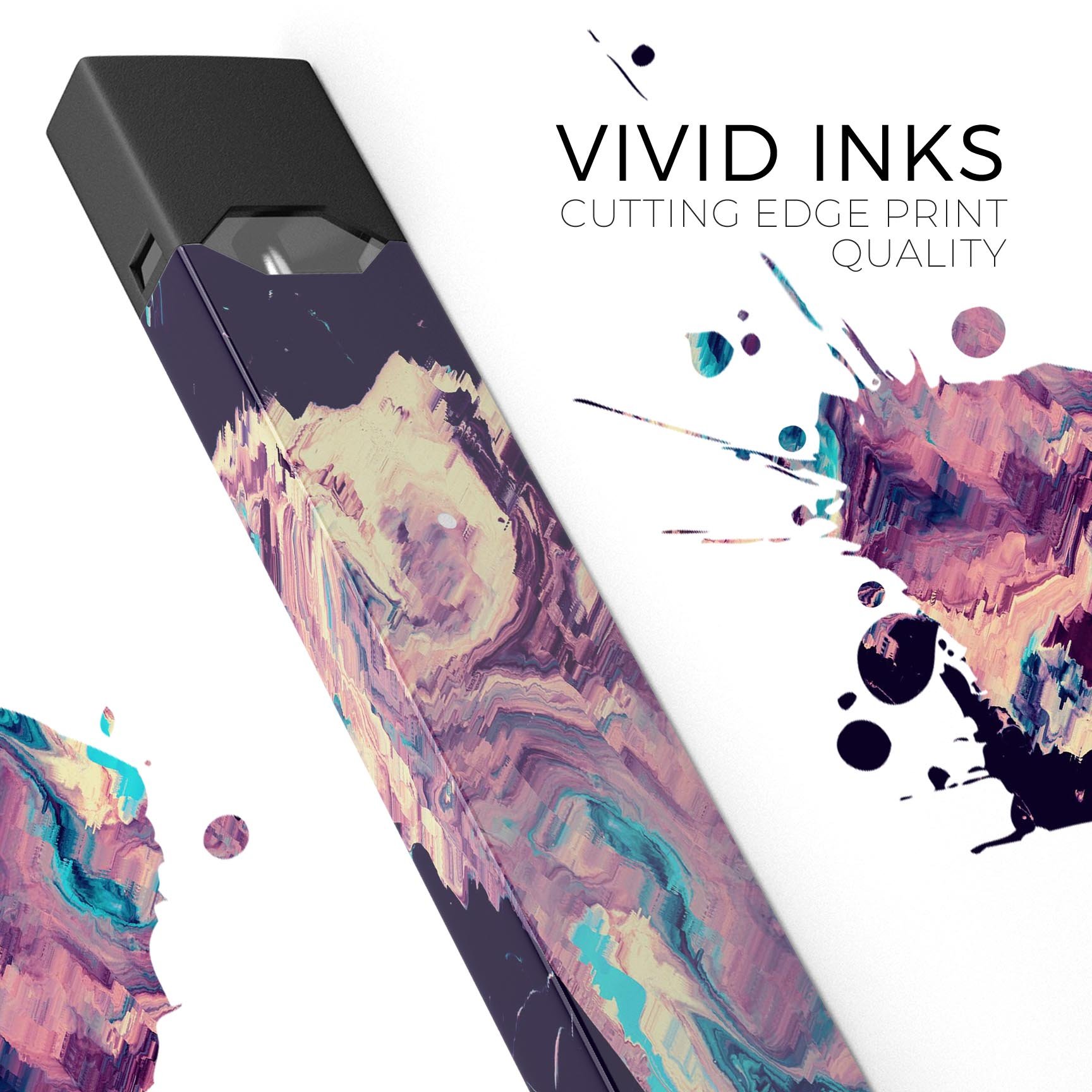 Liquid Abstract Paint Remix V18 skin-wrap for JUUL device, showcasing vibrant colors and precise cut.