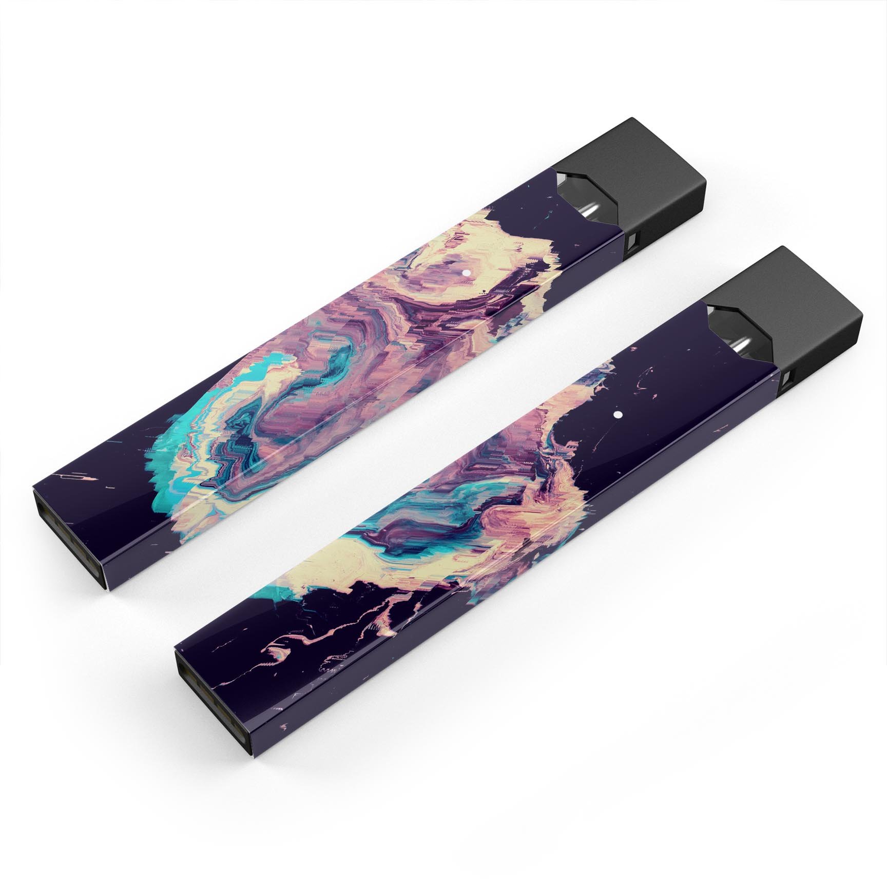 Liquid Abstract Paint Remix V18 skin-wrap for JUUL device, showcasing vibrant colors and precise cut.