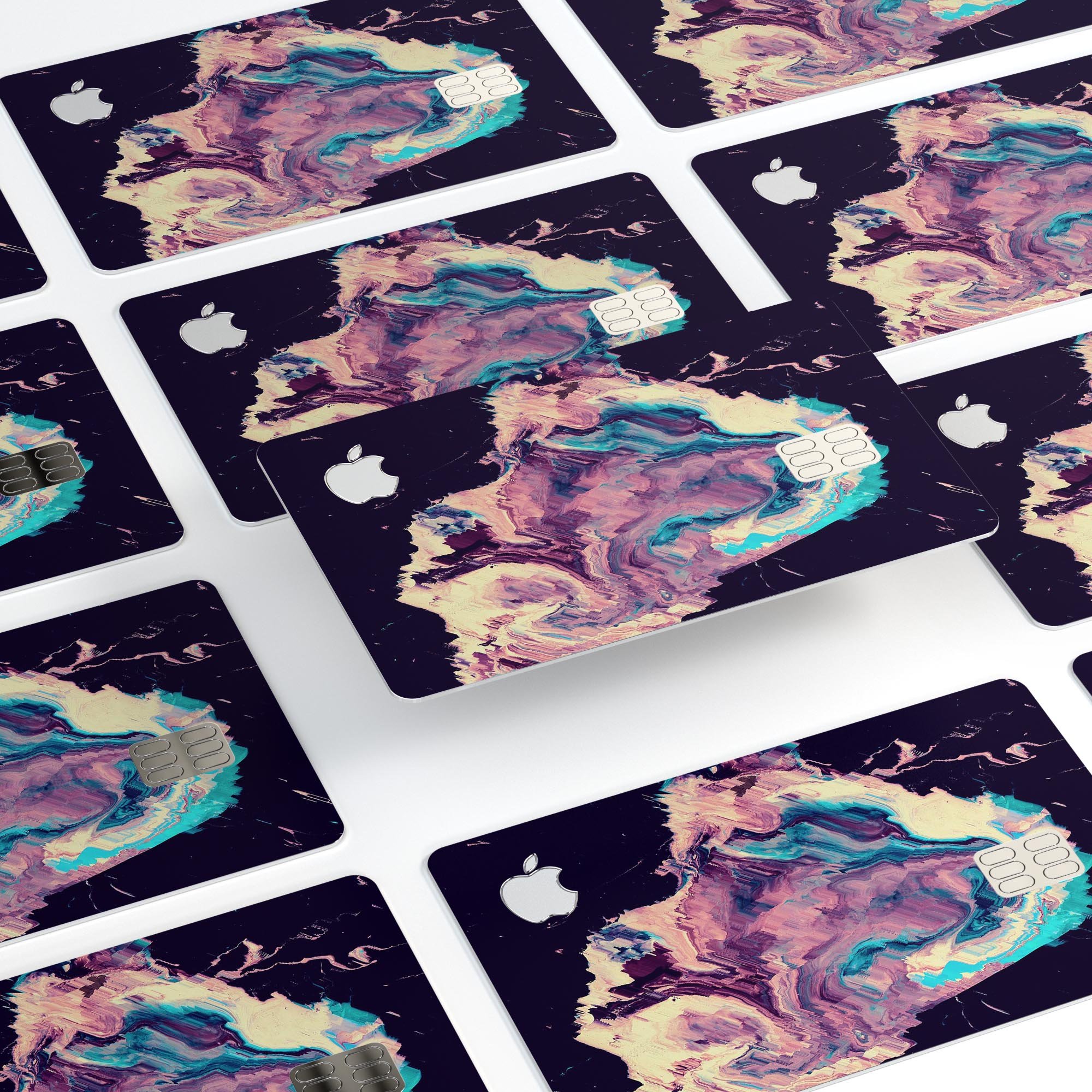 Liquid Abstract Paint Remix V18 skin for Apple Card, showcasing premium vinyl design and protective features.