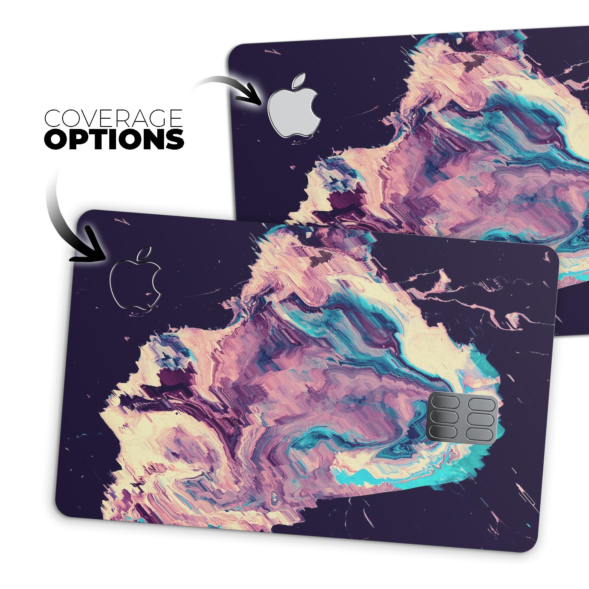 Liquid Abstract Paint Remix V18 skin for Apple Card, showcasing premium vinyl design and protective features.