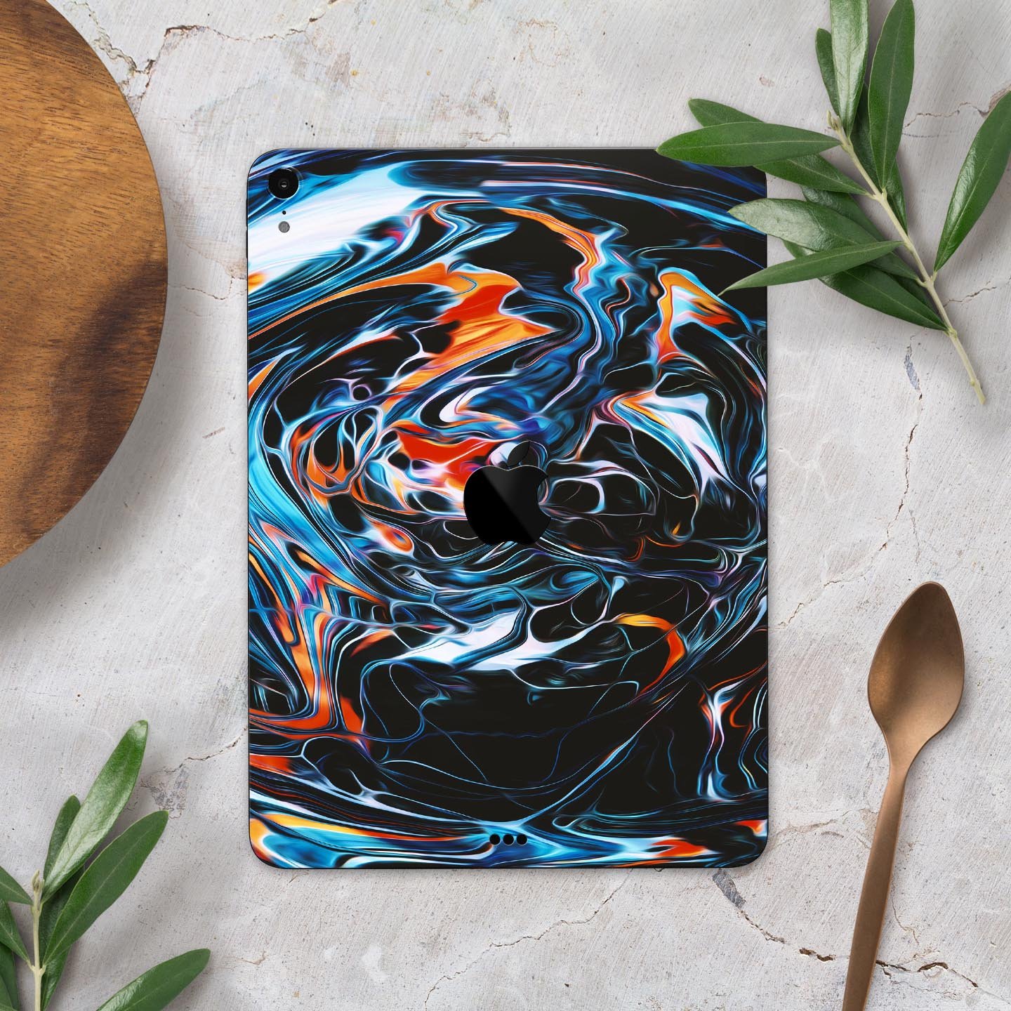 Liquid Abstract Paint Remix V2 skin decal for Apple device, showcasing vibrant abstract design and premium 3M material.