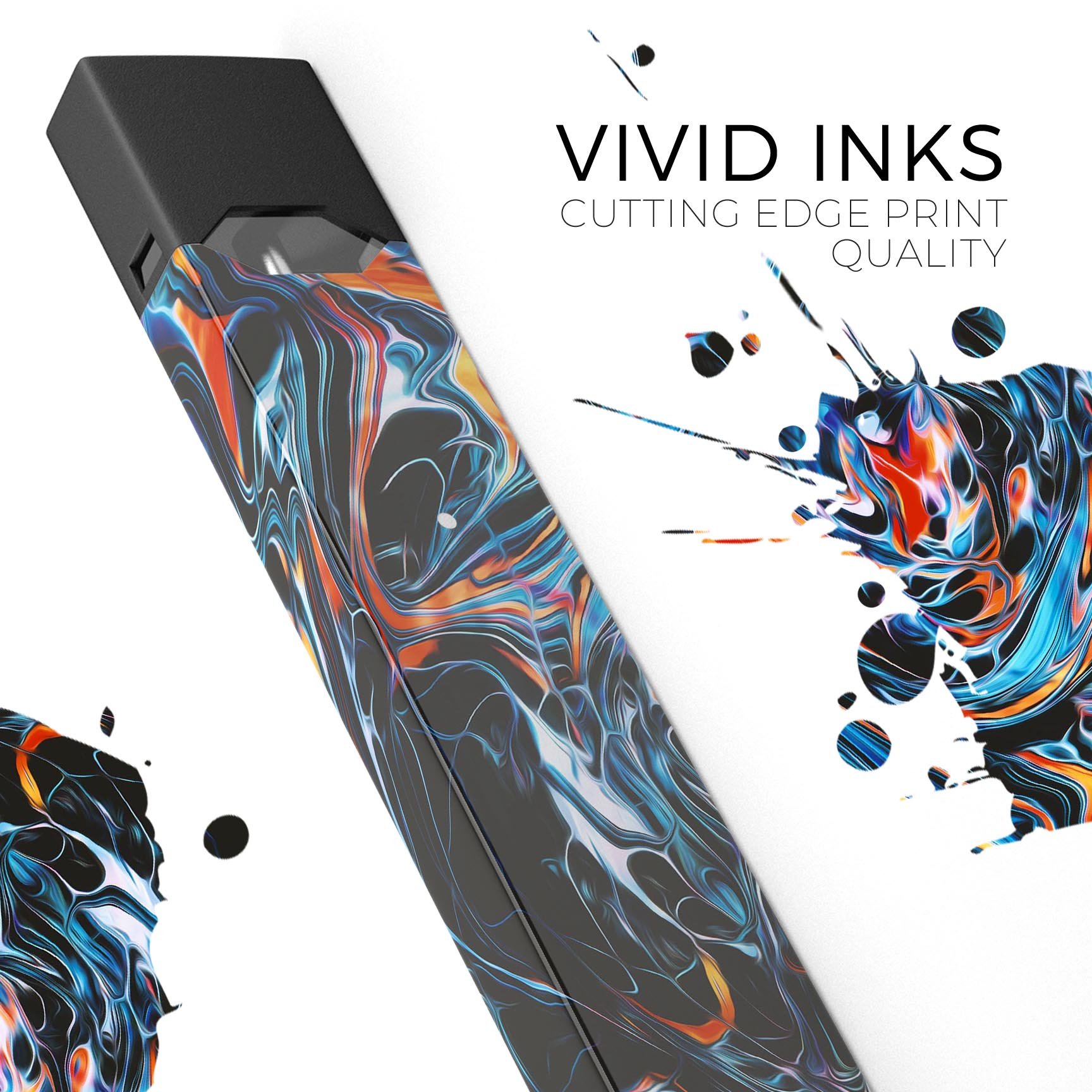 Liquid Abstract Paint Remix V2 skin-wrap for JUUL device, showcasing vibrant abstract design and protective features.