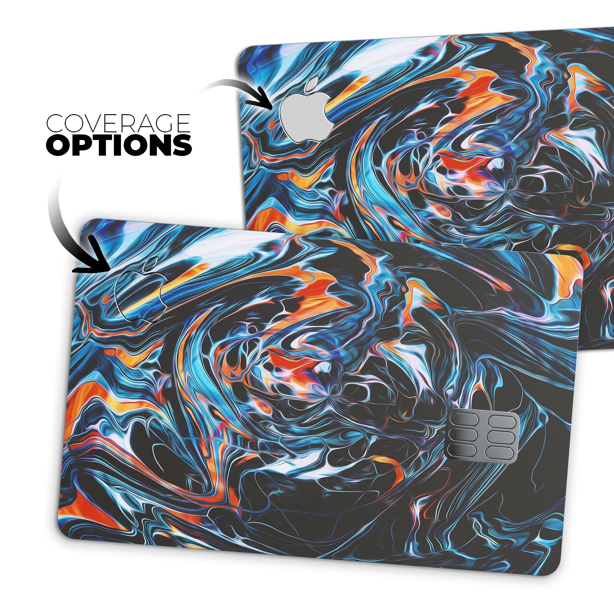 Liquid Abstract Paint Remix V2 skin for Apple Card, showcasing vibrant design and premium vinyl material.