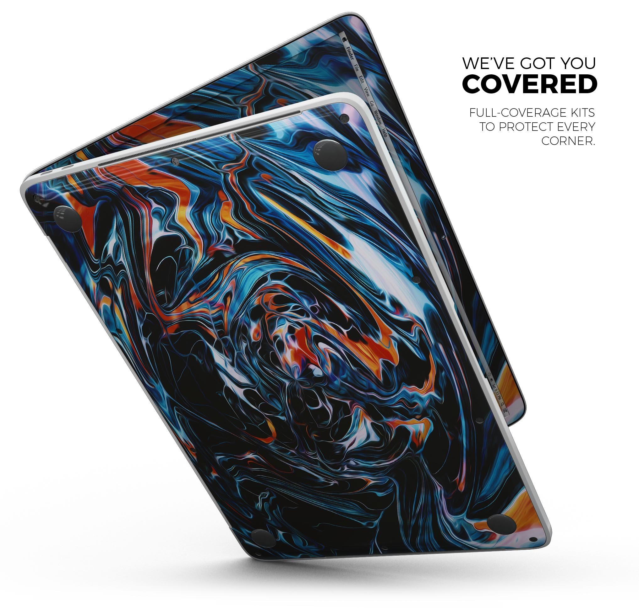 Liquid Abstract Paint Remix V2 skin decal wrap kit for MacBook, showcasing vibrant colors and a sleek design.