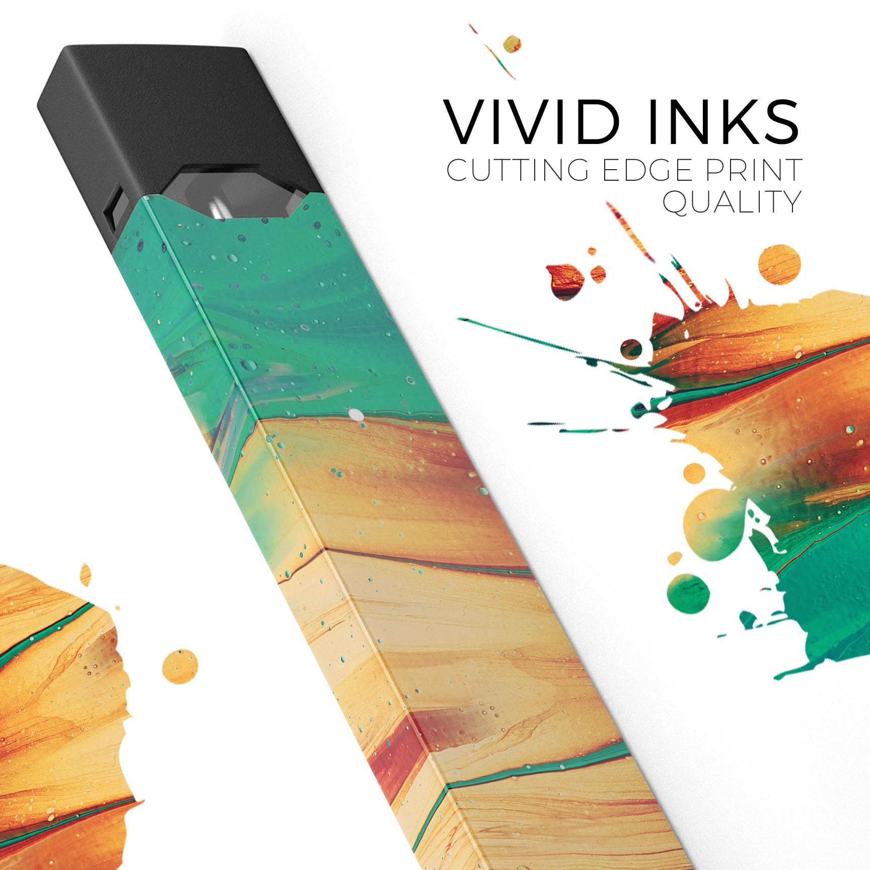 Liquid Abstract Paint Remix V20 skin-wrap for JUUL device, featuring vibrant abstract design and protective dual-layer construction.