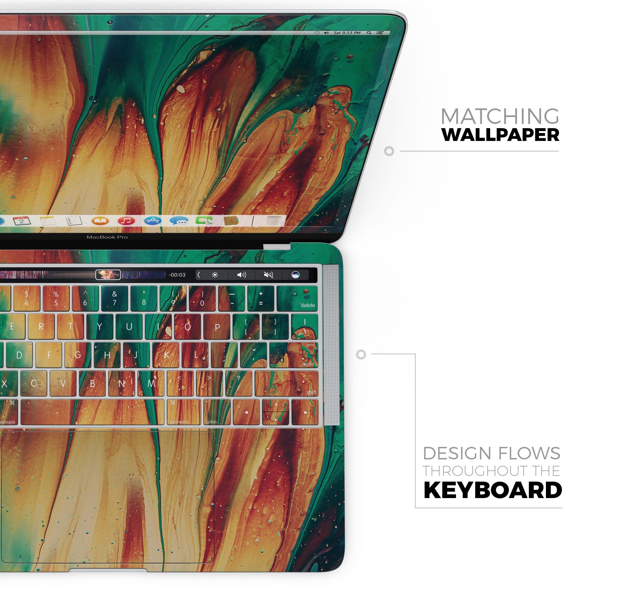 Liquid Abstract Paint Remix V20 skin decal wrap kit for MacBook, showcasing vibrant colors and a sleek design.