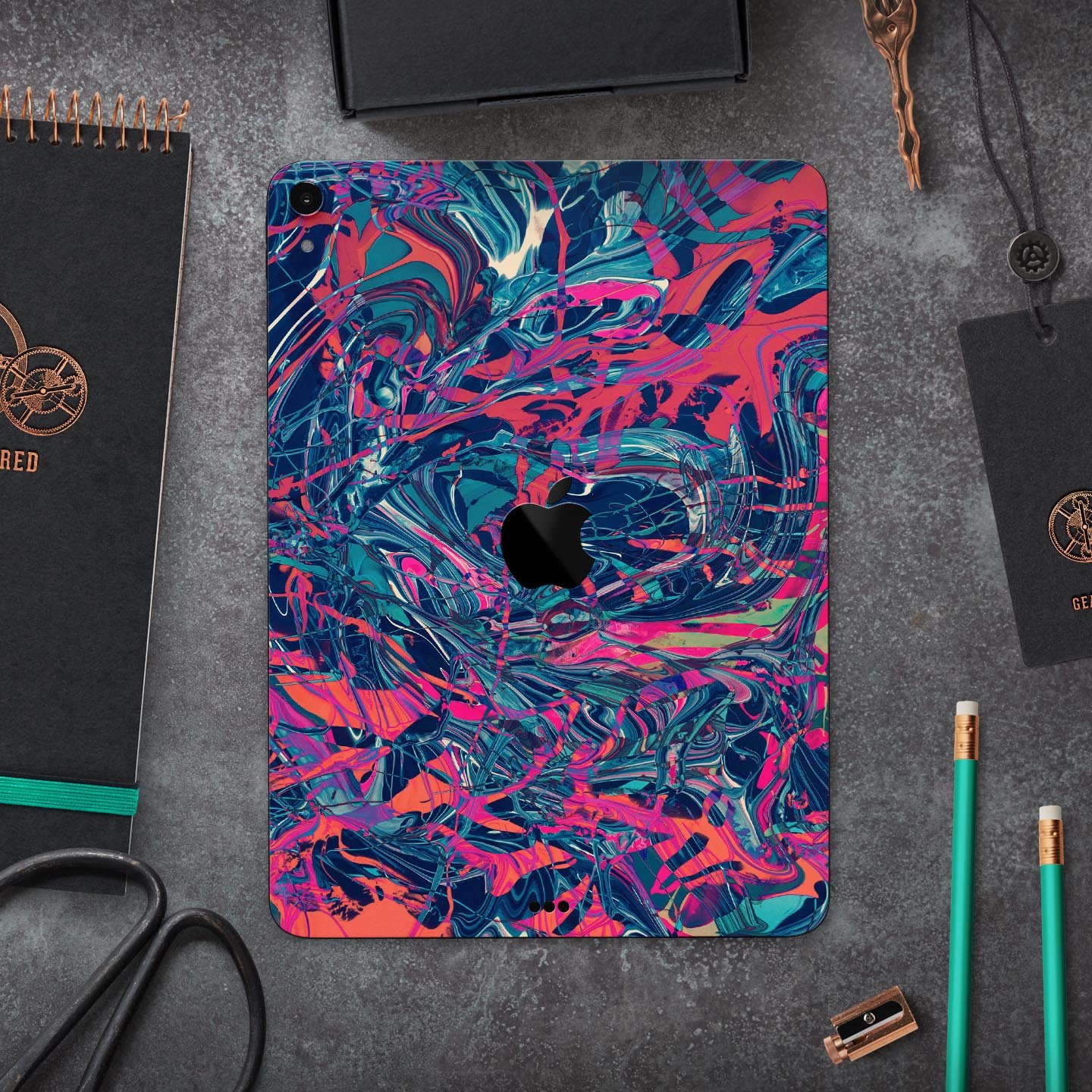 Liquid Abstract Paint Remix V25 full body skin decal for Apple devices, showcasing vibrant colors and a sleek design.