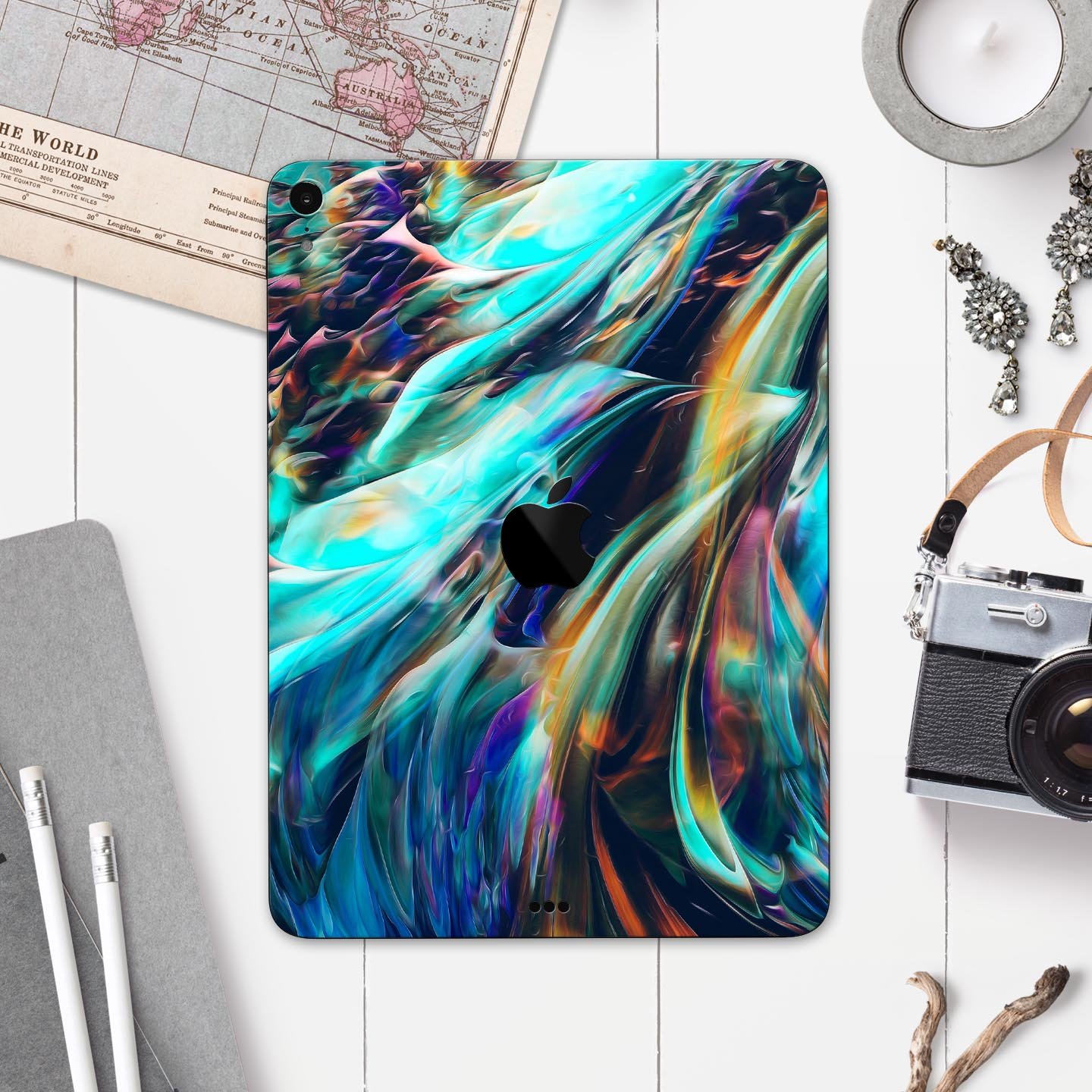 Liquid Abstract Paint Remix V28 full body skin decal for Apple devices, showcasing vibrant colors and a sleek design.