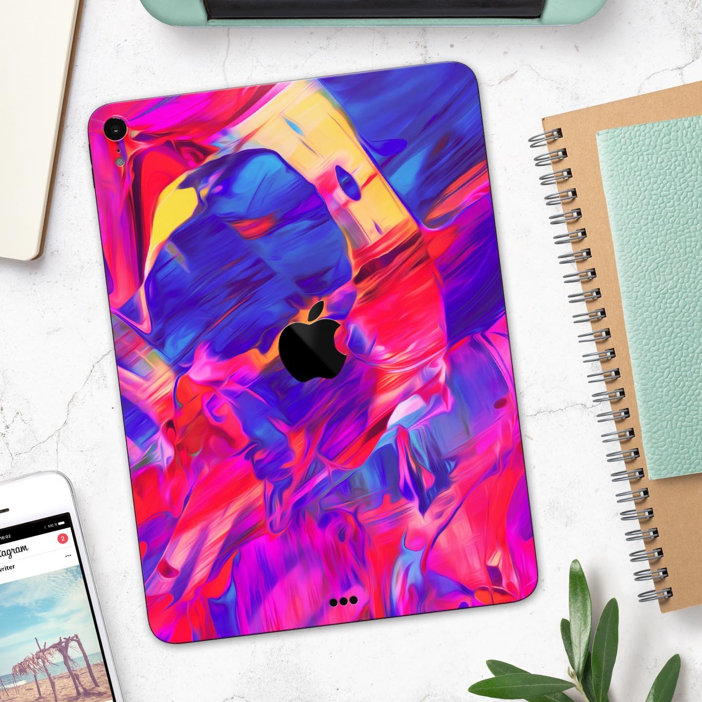 Liquid Abstract Paint Remix V33 full body skin decal for Apple devices, showcasing vibrant colors and a sleek design.