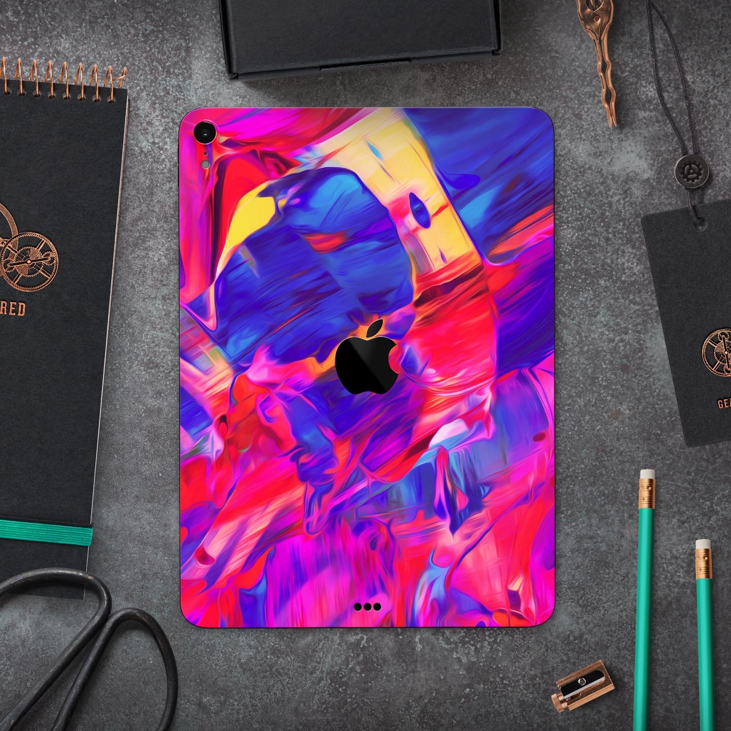 Liquid Abstract Paint Remix V33 full body skin decal for Apple devices, showcasing vibrant colors and a sleek design.