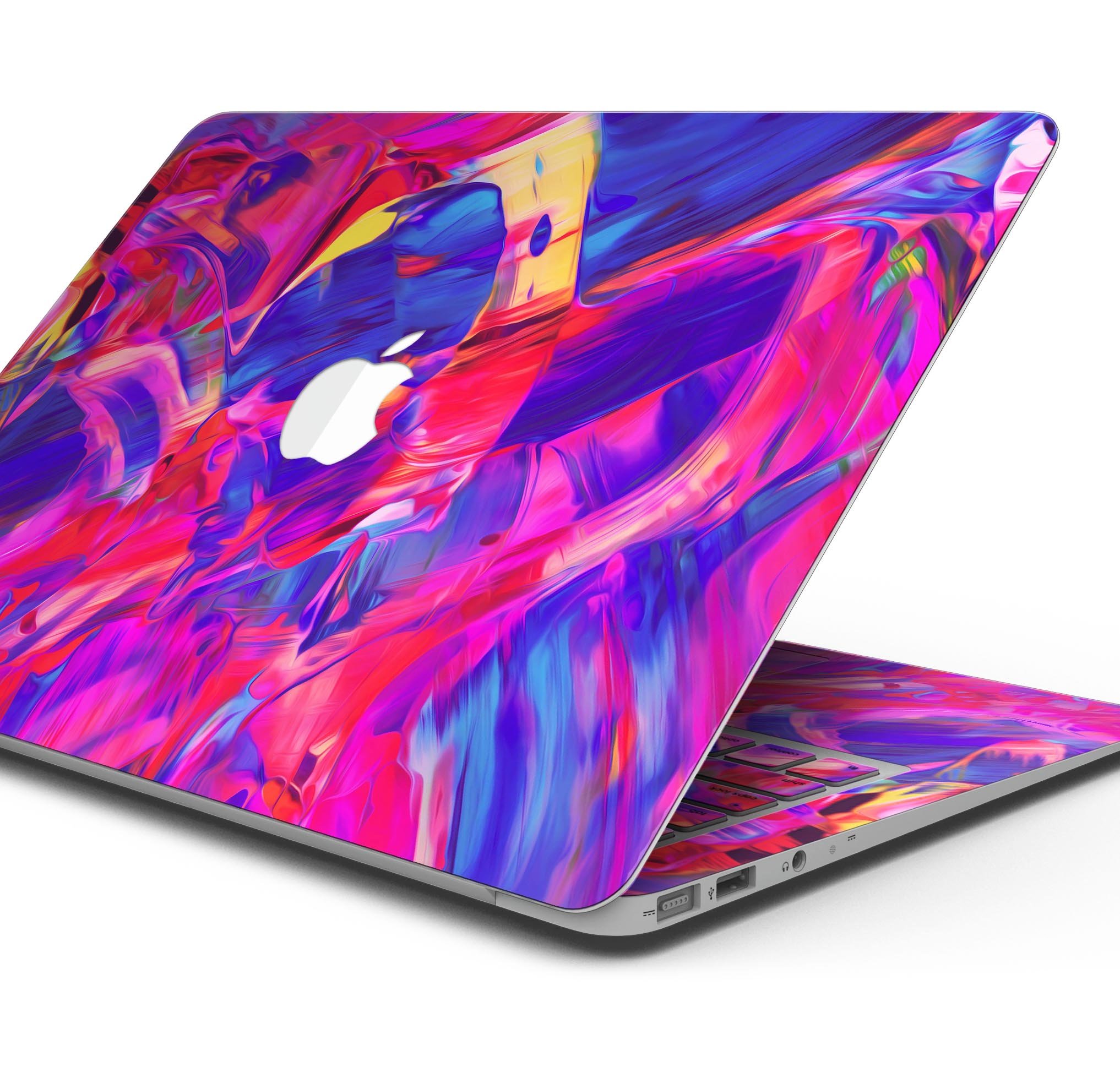 Liquid Abstract Paint Remix V33 skin decal wrap kit for MacBook, showcasing vibrant colors and a sleek design.